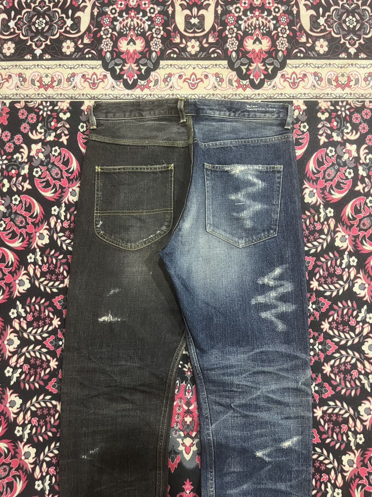 Japanese Brand Maison Conception Libre Two Toned Distressed Whisker Jeans Size US 32 / EU 48 - 5 Thumbnail