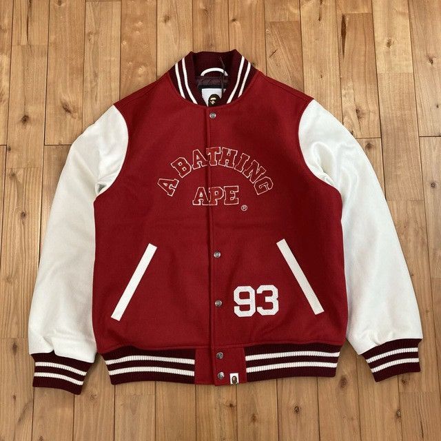 Bape BAPE Giant Head Leather Sleeve Varsity Jacket a bathing ape Size US XL / EU 56 / 4 - 2 Thumbnail