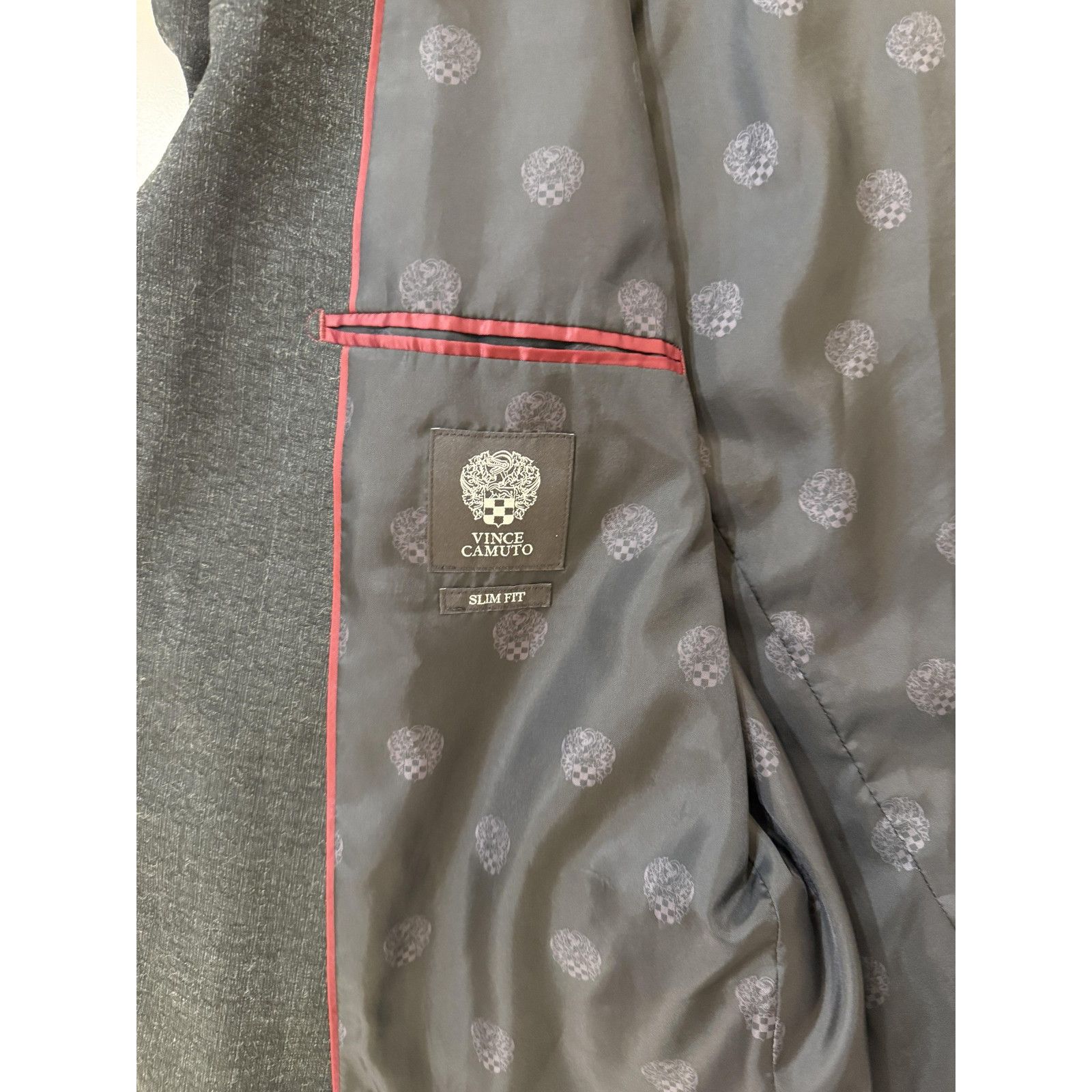 Vince Camuto Vince Camuto Blazer Men 46R Gray SlimFit 2 Button Sport Coat Size 46R - 6 Thumbnail