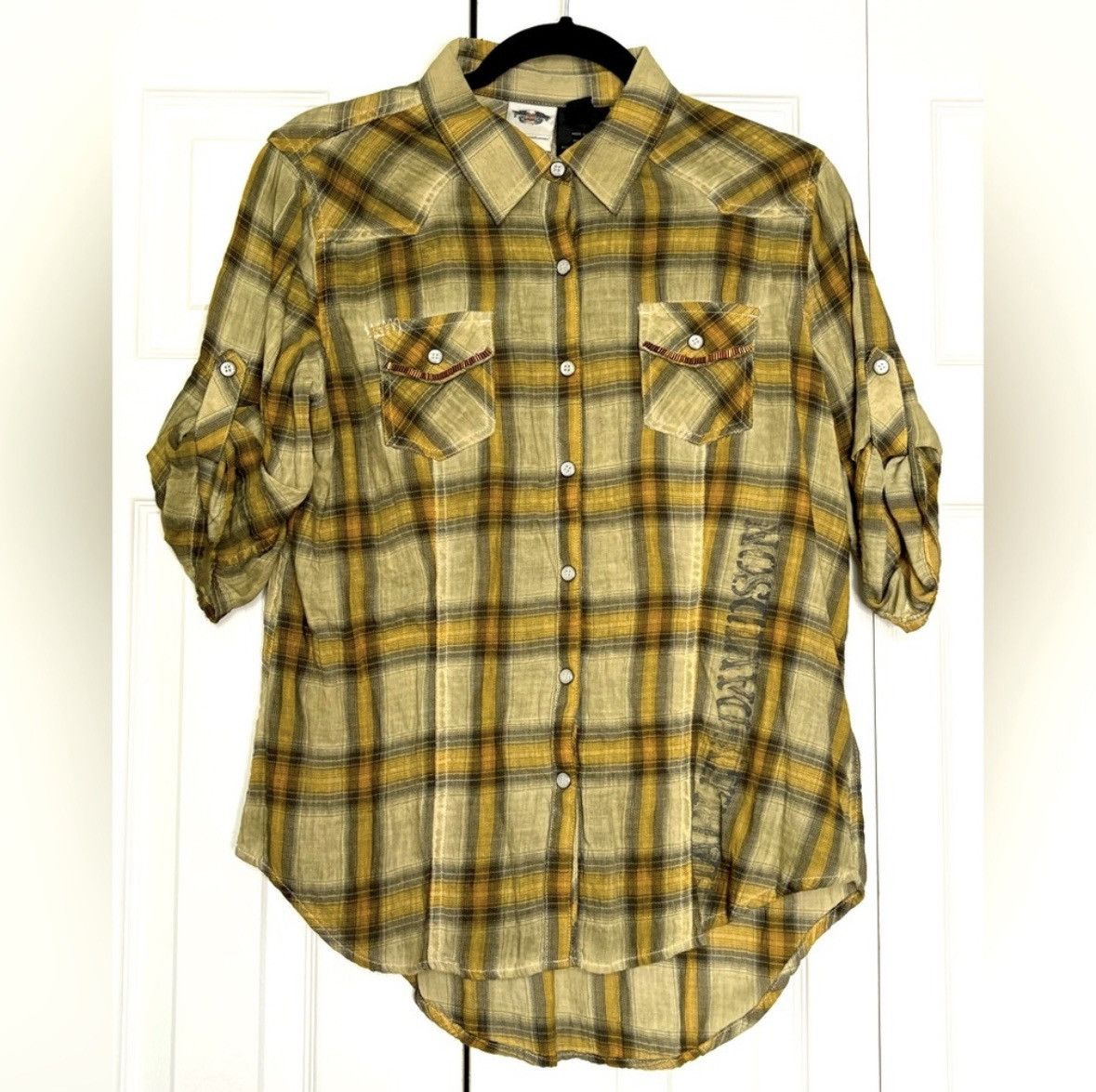 Harley Davidson Harley-Davidson Snap Button Down Fitted Plaid Blouse Top Size M / US 6-8 / IT 42-44 - 1 Thumbnail