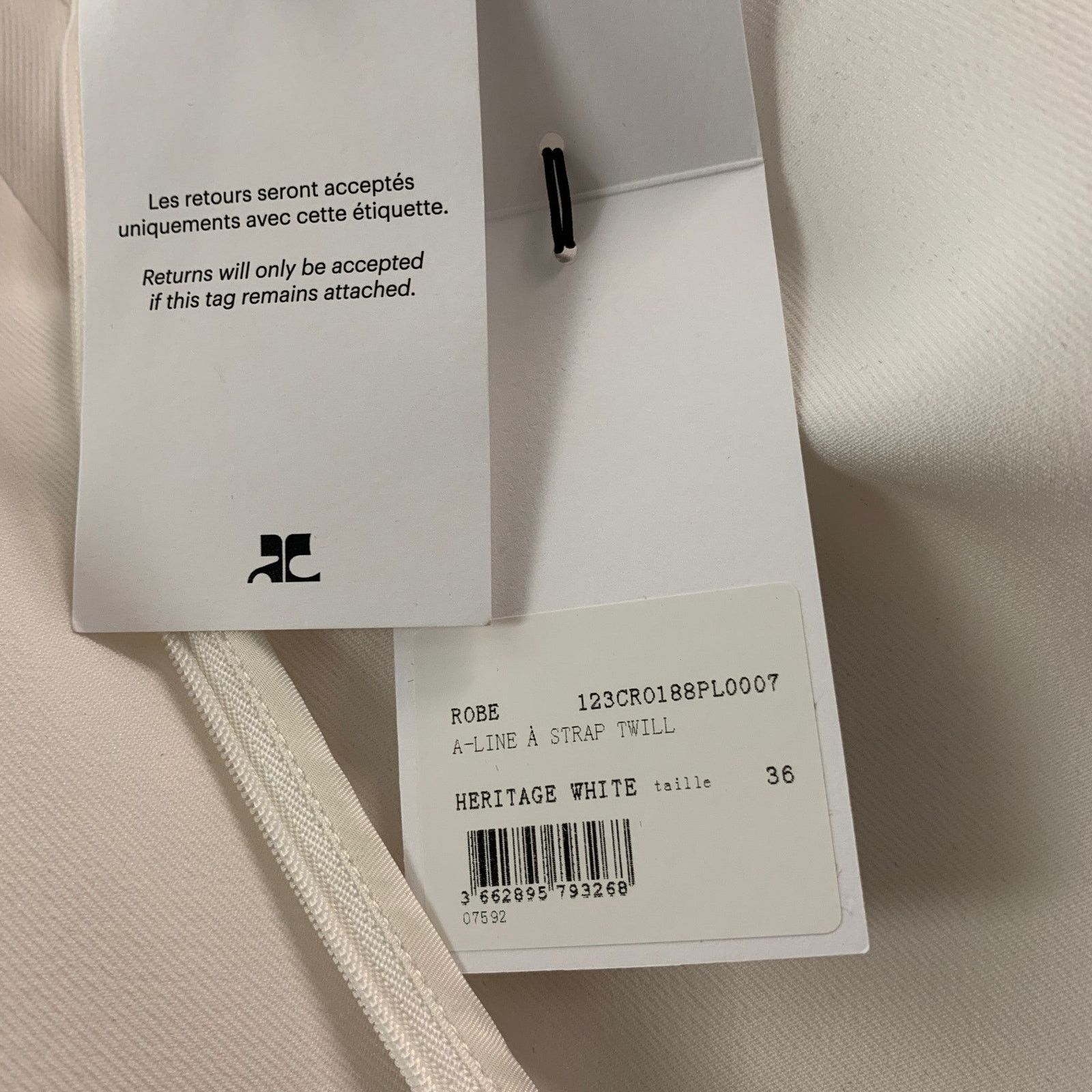 Courreges COURREGES White Polyester Blend Short Sleeve Mini Dress Size XS / US 0-2 / IT 36-38 - 6 Thumbnail