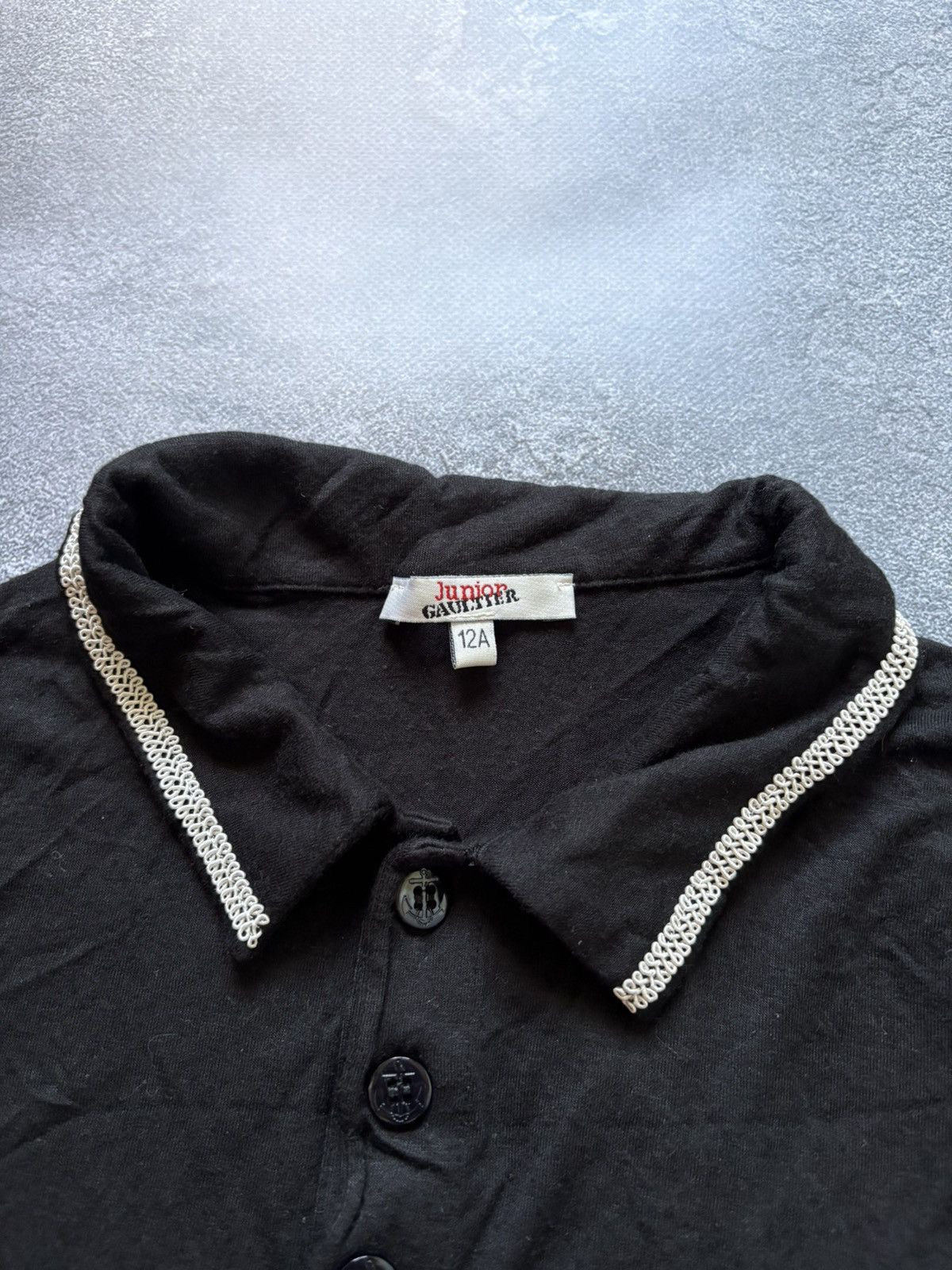 Jean Paul Gaultier Vintage Jean Paul Gaultier Junior 12A Black Polo Shirt Size XS / US 0-2 / IT 36-38 - 7 Thumbnail