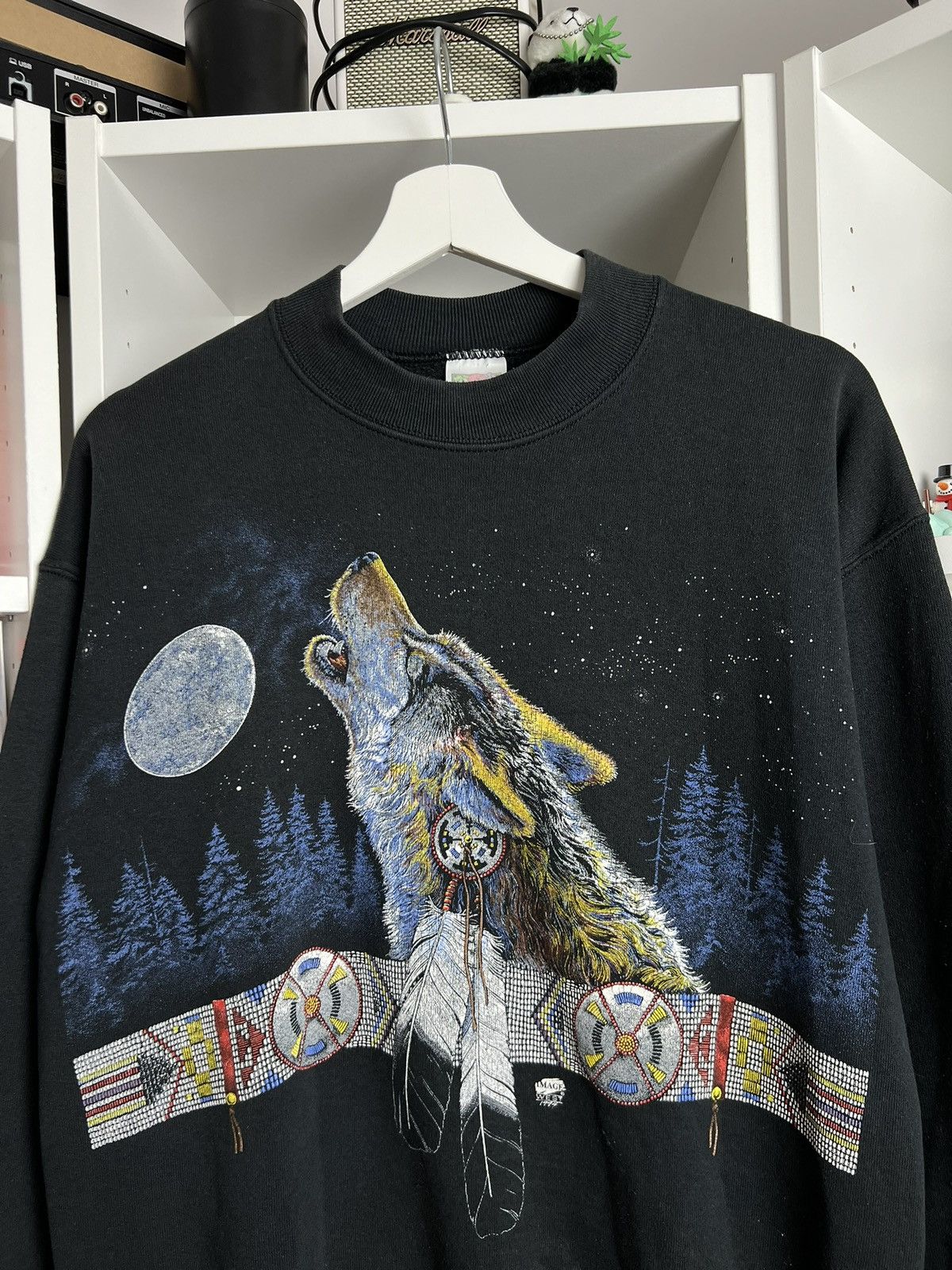 Fruit Of The Loom × Vintage Vintage 90s Lonely Wolf baggy sweatshirt M fotl usa baggy y2k Size US M / EU 48-50 / 2 - 3 Thumbnail