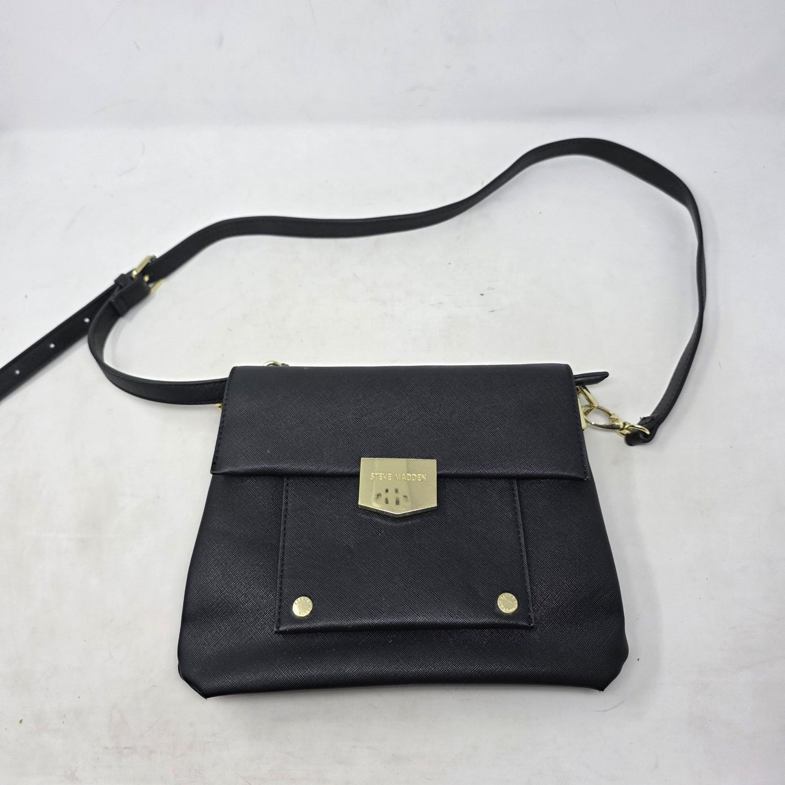 Steve Madden Steve Madden Black Crossbody Foldover Bag Gold Hardware Size ONE SIZE - 1 Thumbnail