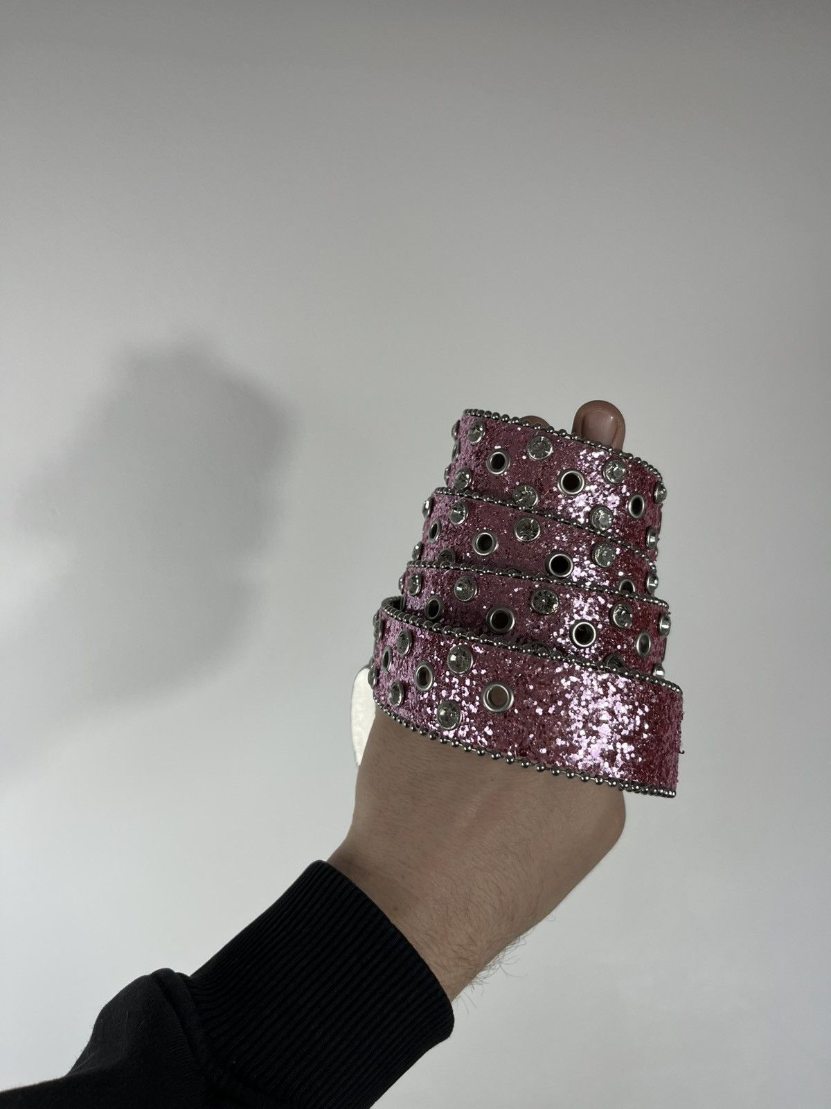Other Avant Garde Pink Glitter Rhinestone Studded Belt 47in 120cm Size ONE SIZE - 4 Thumbnail