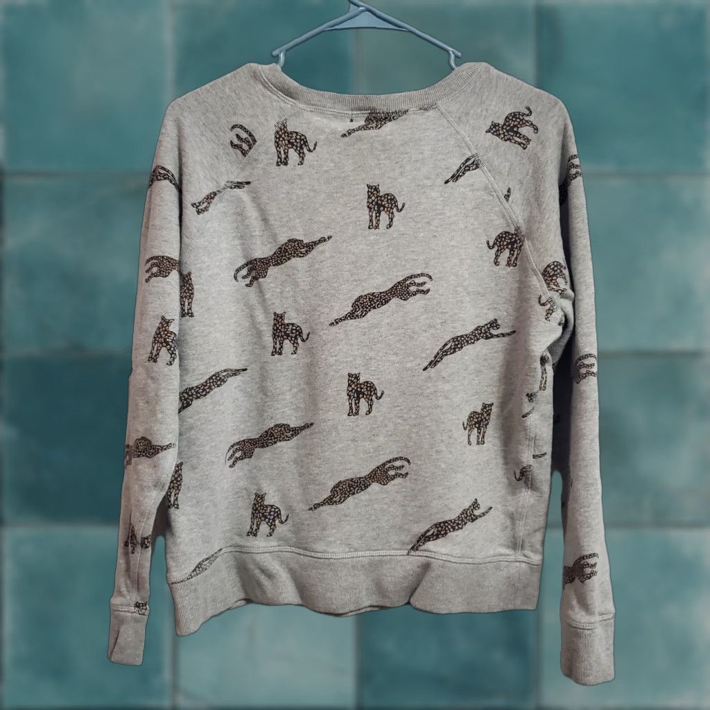 Rails Rails Sweatshirt Women M Gray Jaguar Print Crew Neck Casual Pullover Animal Print Size M / US 6-8 / IT 42-44 - 1 Thumbnail