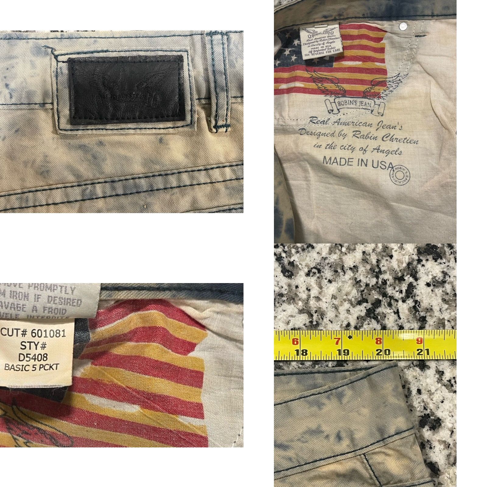 Vintage VINTAGE Robin's Jean Men's Jeans 40x31.5 Acid Washed 5-Pocket Straight Fit Cotton Denim Blue Distressed Size US 40 / EU 56 - 8 Thumbnail