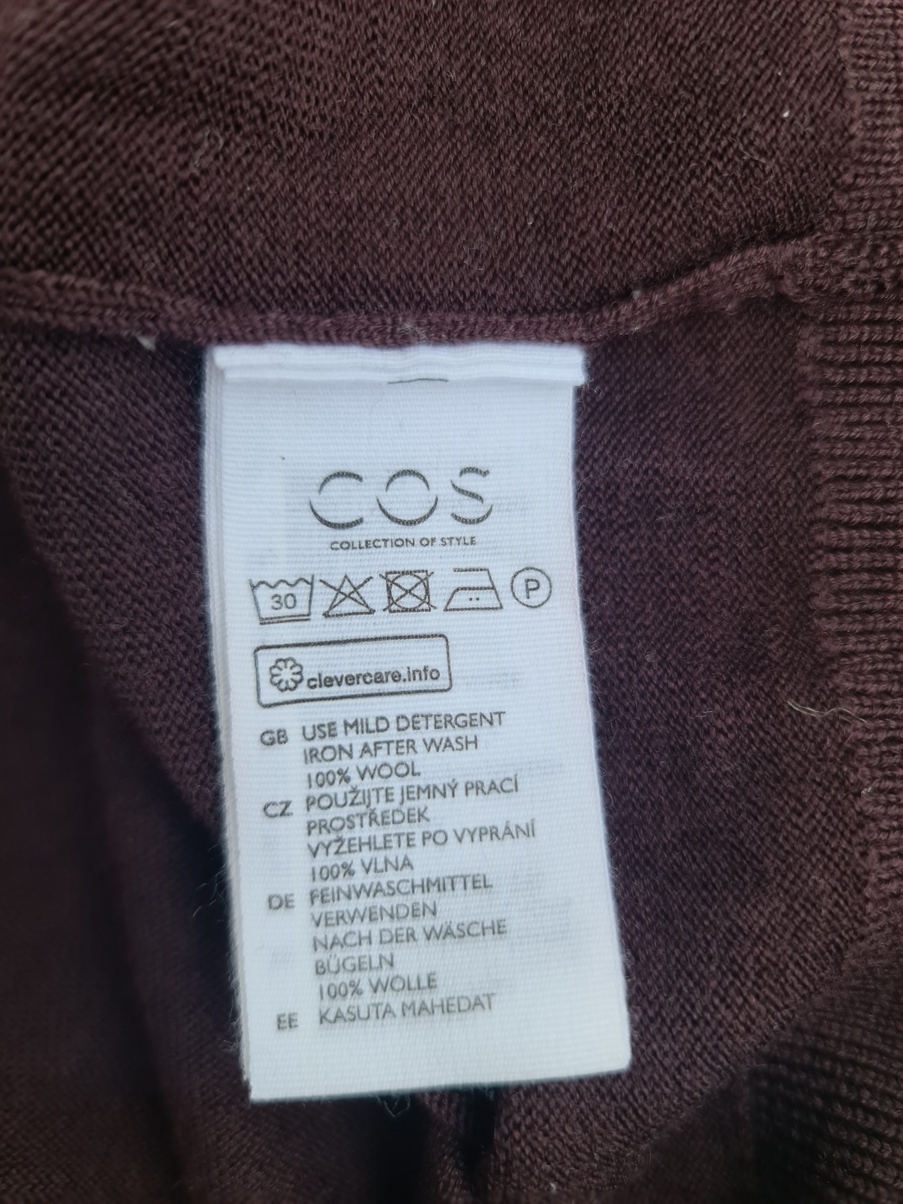 Cos Cos Mens Burgundy Wool Sweater Size US M / EU 48-50 / 2 - 4 Thumbnail