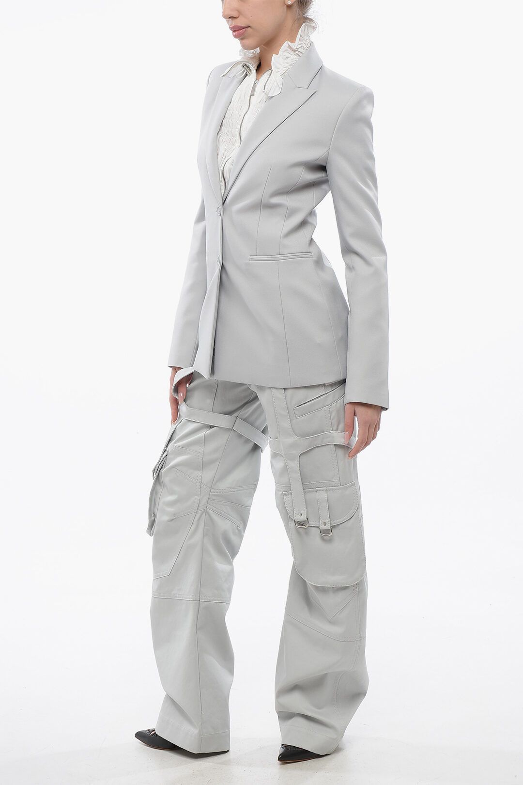 Off-White og1mm1125 Peak Lapel Slim Fit Blazer in Grey Size S / US 4 / IT 40 - 4 Thumbnail
