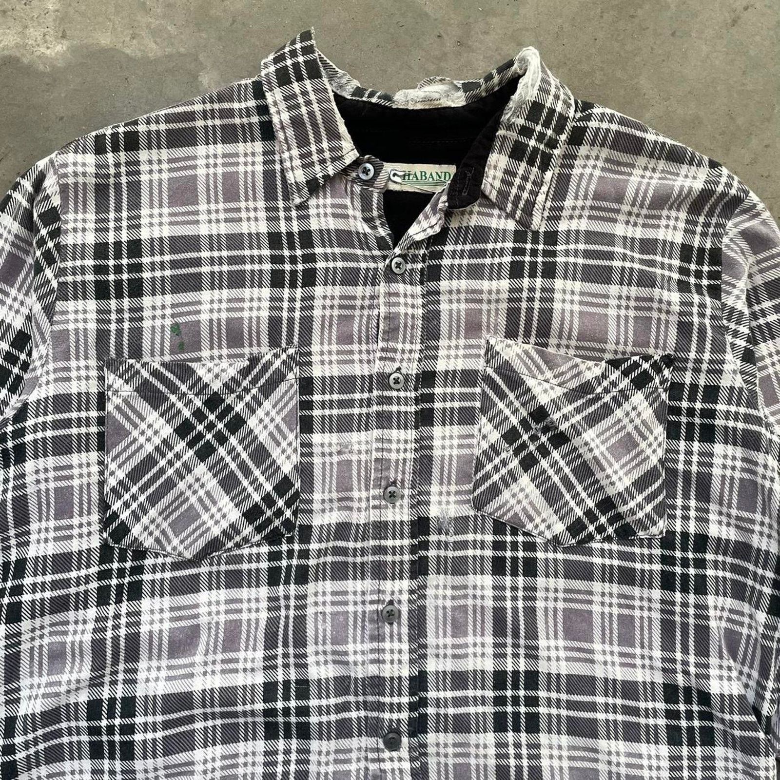 Vintage Vintage Black & White Plaid Flannel Shirt Size US L / EU 52-54 / 3 - 2 Thumbnail