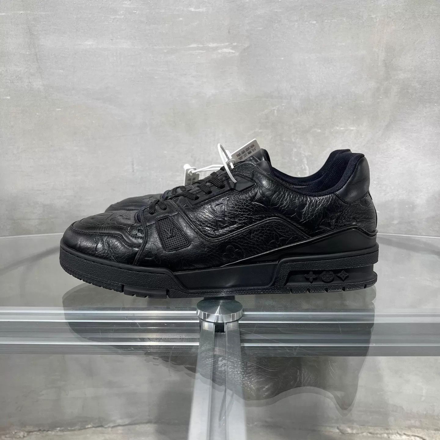 Louis Vuitton LV Trainer Black Embossed Print UK8/42 EU Original Box Size US 9 / EU 42 - 3 Thumbnail