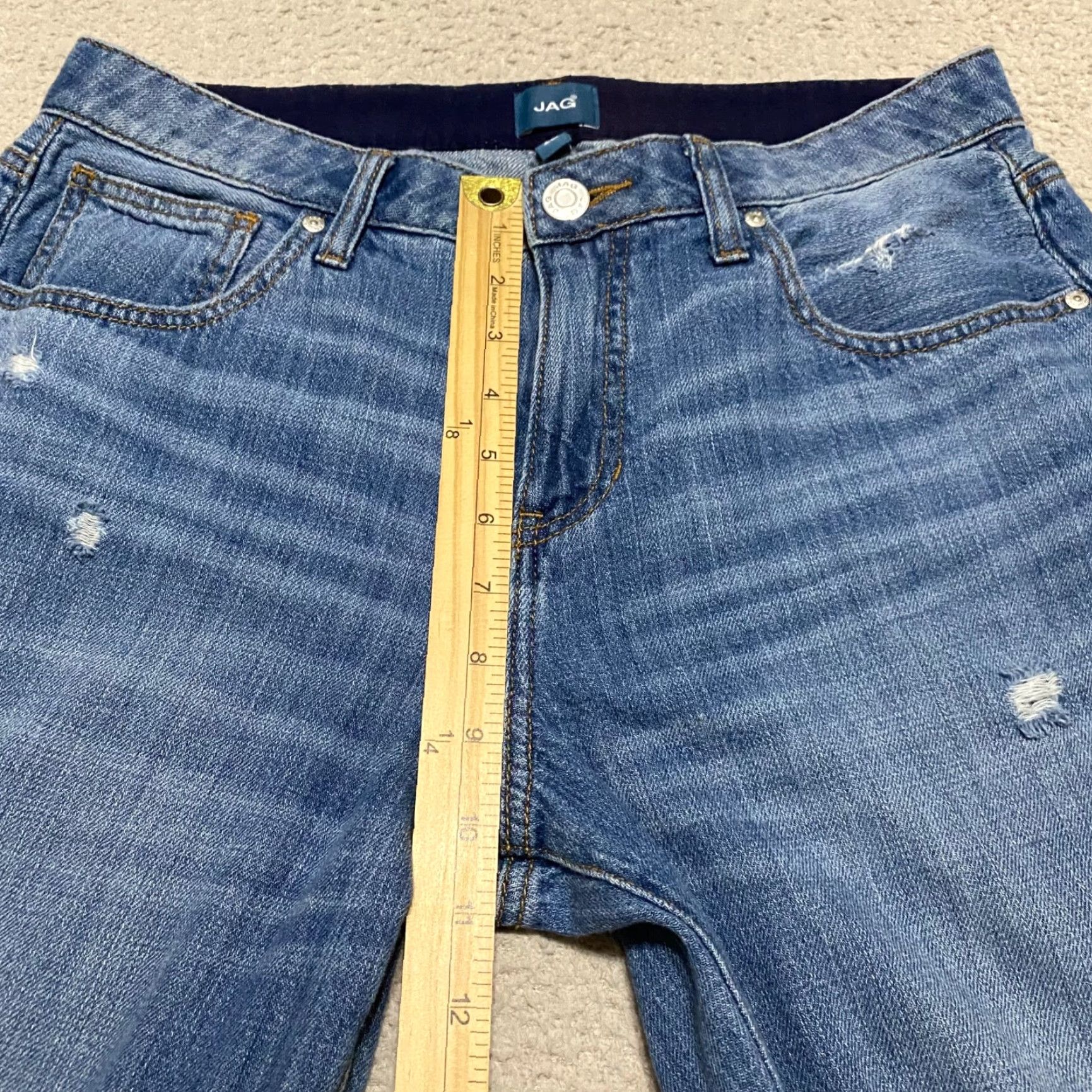 AG Jeans Jag Jeans Womens Jeans 10 Blue Denim Medium Wash Distressed Carter Girlfriend Straight Size 32" / US 10 / IT 46 - 7 Thumbnail