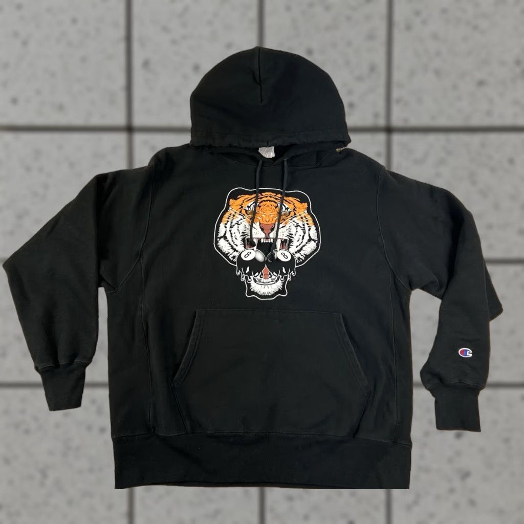 Champion Champion Reverse Weave Hoodie Tiger 8 Ball Graphic Sweatshirt Large Black Mens L Size US L / EU 52-54 / 3 - 1 Thumbnail
