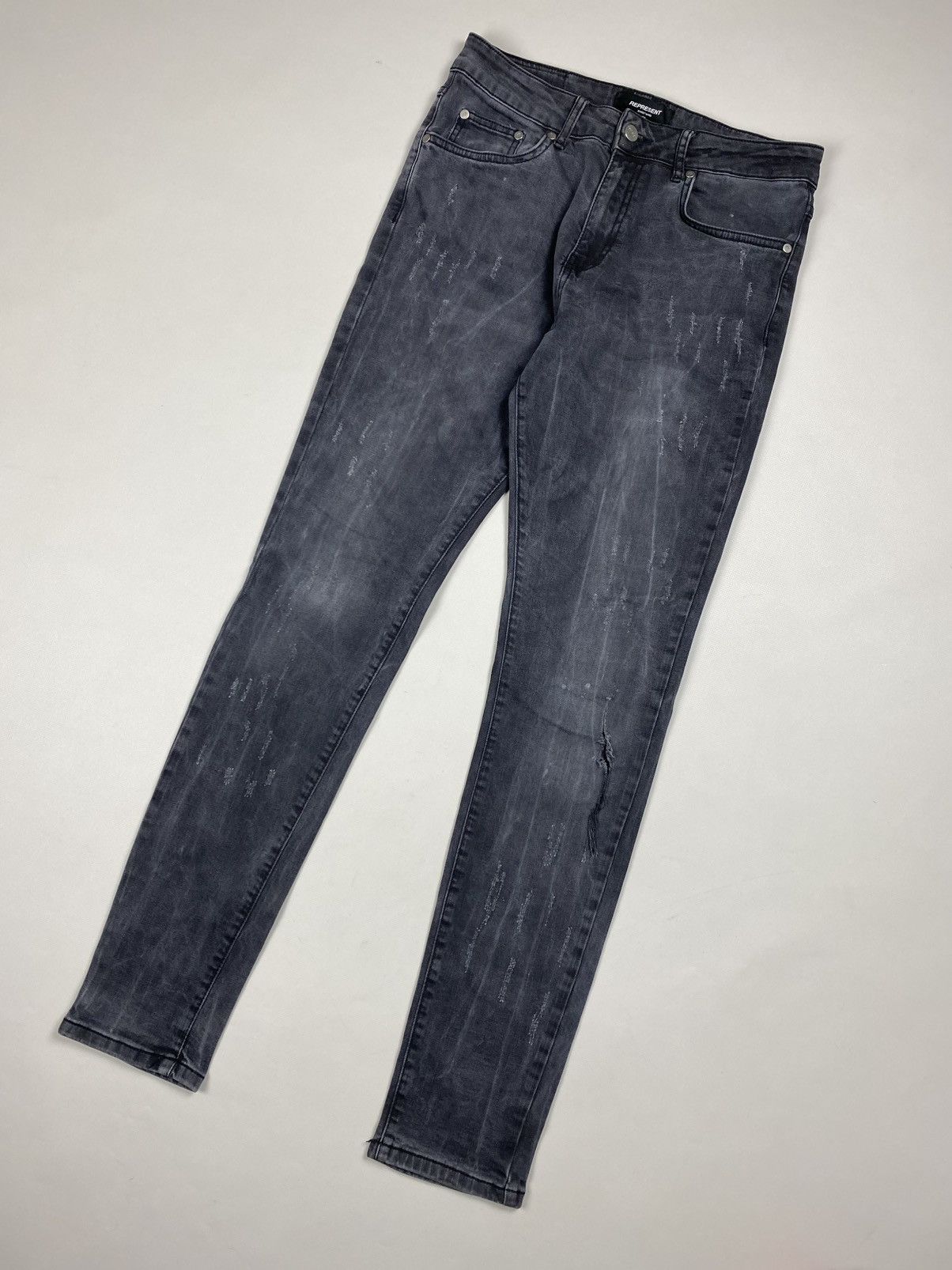 Represent Clo. Represent men’s Repaired Distressed Skinny Denim Jeans Size US 32 / EU 48 - 4 Thumbnail