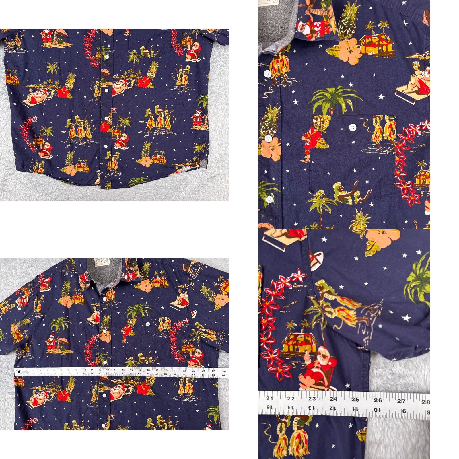 Vintage Free Planet Shirt Mens 2XL Blue Floral Santa Chistmas Luau Hawaiian Dress Shirt 2XL Mens Blue Floral Santa Christmas Theme Hawaiian Luau Shirt Size US XXL / EU 58 / 5 - 8 Thumbnail