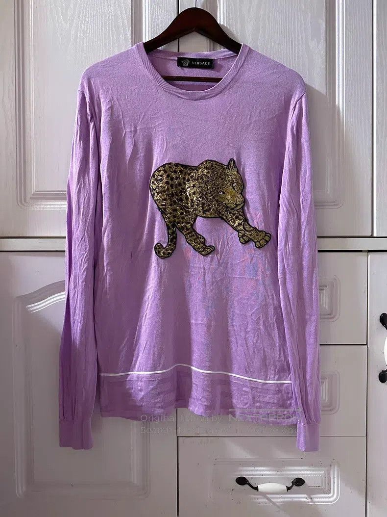 Versace Money leopard mulberry silk sweatshirt