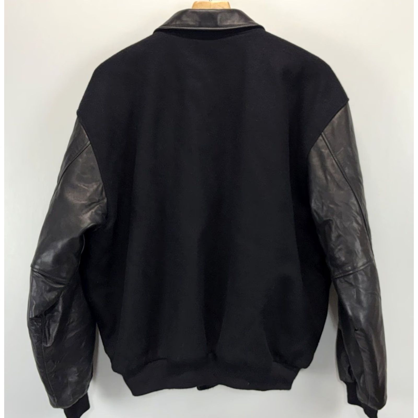 Golden Bear Golden Bear Jacket Mens XL Wool Leather Bomber Style Varsity Wool Blk USA Made Slim Zip Size US XL / EU 56 / 4 - 3 Thumbnail