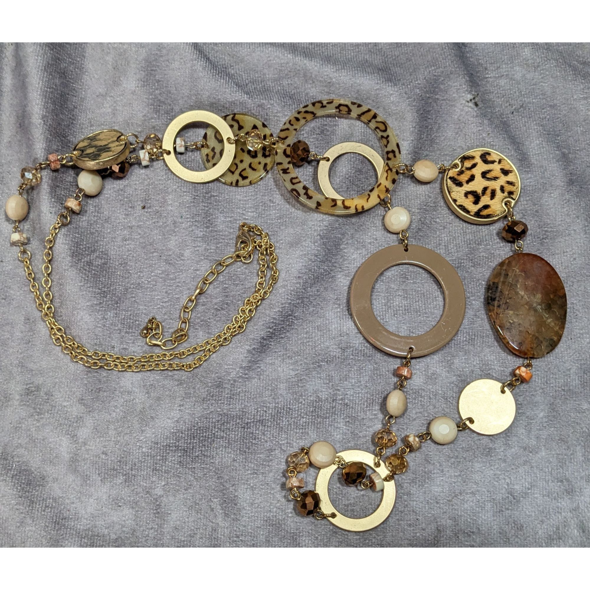 Other 80s Style Leopard Print Mixed Media Statement Necklace Size ONE SIZE - 4 Thumbnail