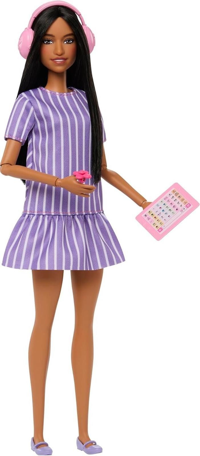 Other Autistic Barbie Fashionistas Doll #245 Purple Striped Dress Size ONE SIZE - 5 Thumbnail