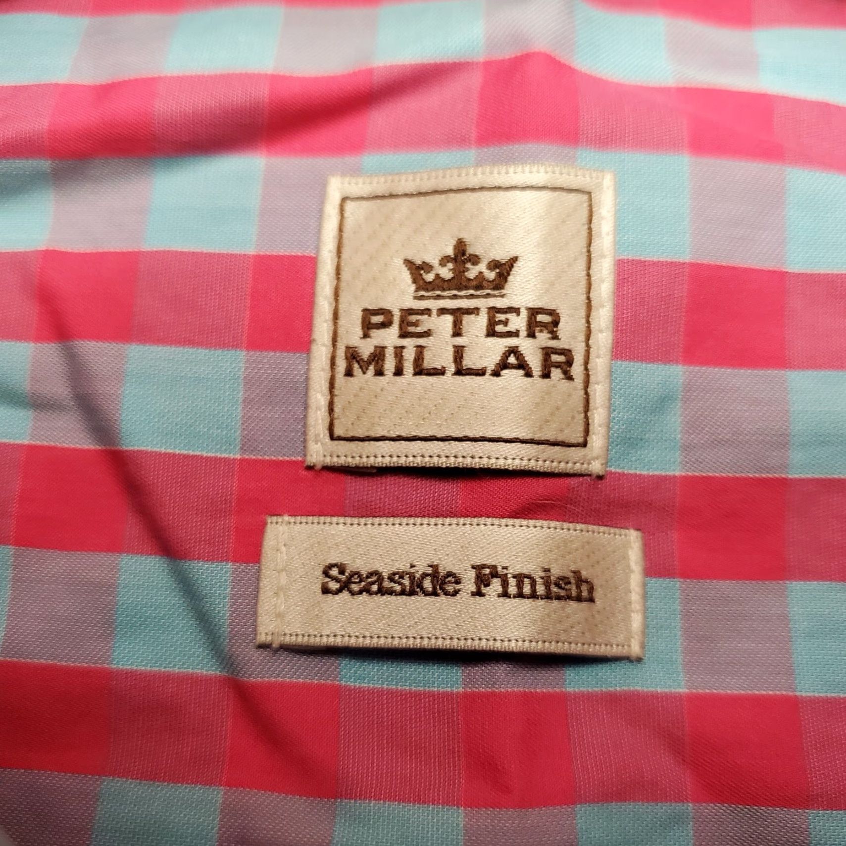 UNTUCKit VINTAGE Peter Millar Shirt Mens Extra Large Blue Pink Gingham Plaid Check Long Sleeve Size US L / EU 52-54 / 3 - 3 Thumbnail