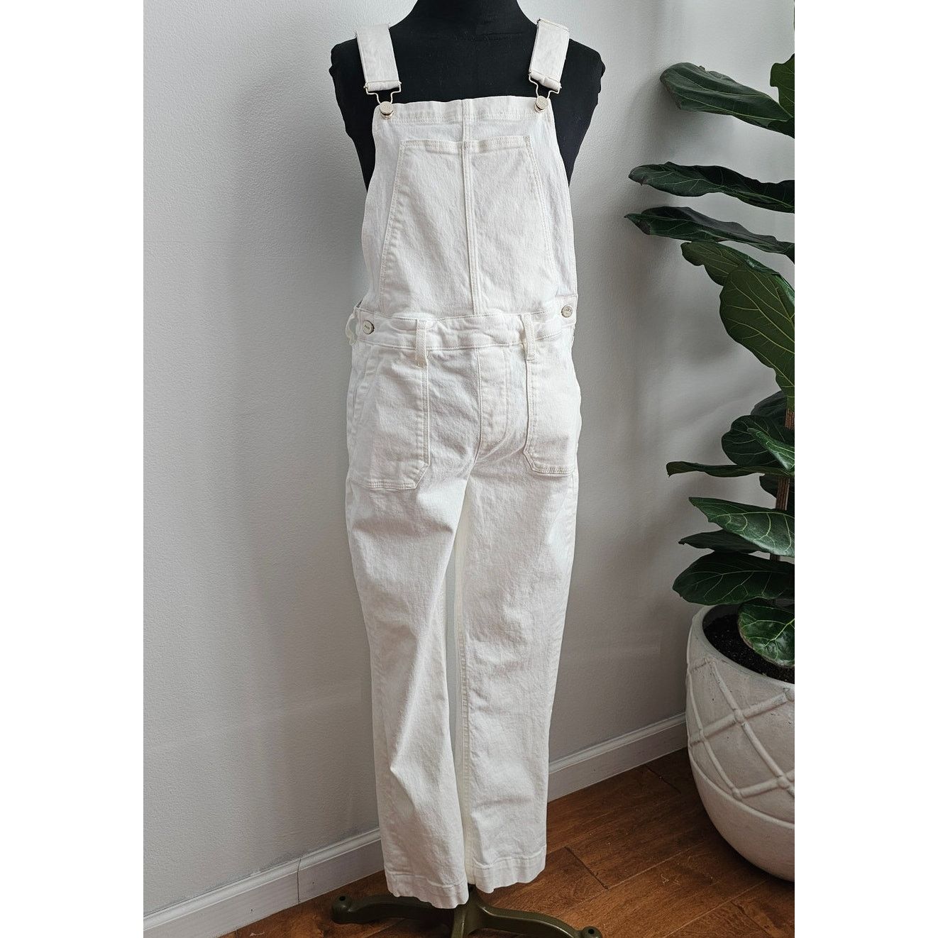 Paige NWT PAIGE Claudine Denim Overall Blank Canvas Ankle Flare 28 Size 28" / US 6 / IT 42 - 4 Thumbnail