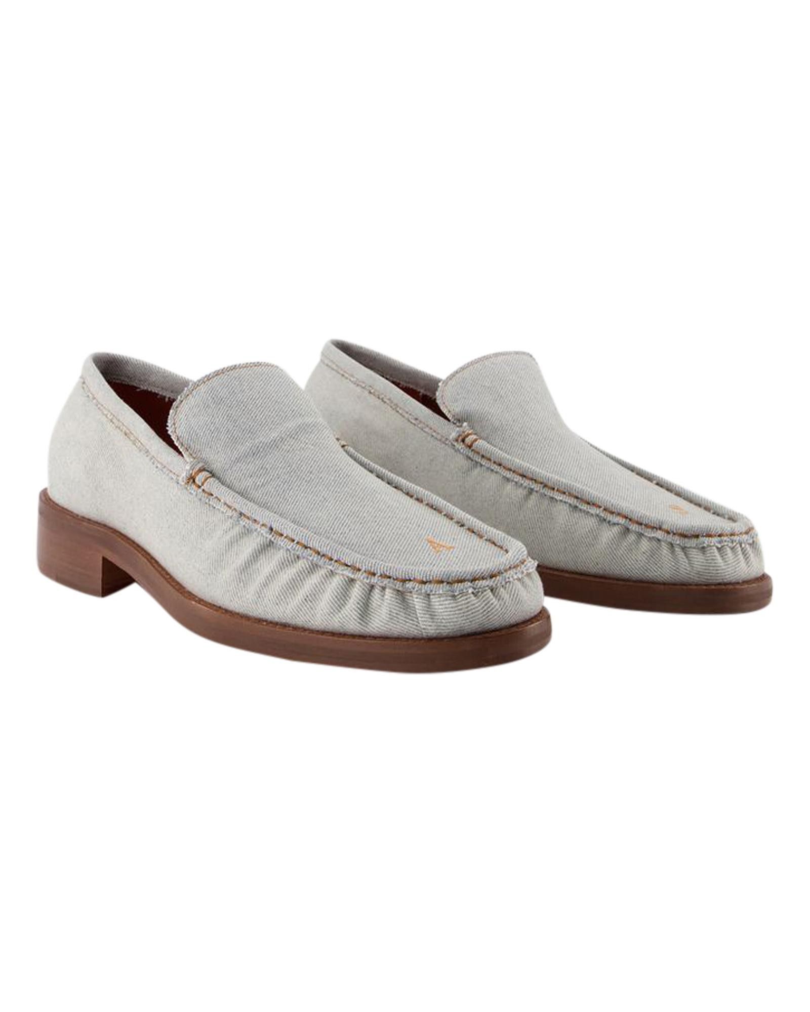 image of Acne Studios Blue Leather Slip-On Loafers, Women's (Size 10)