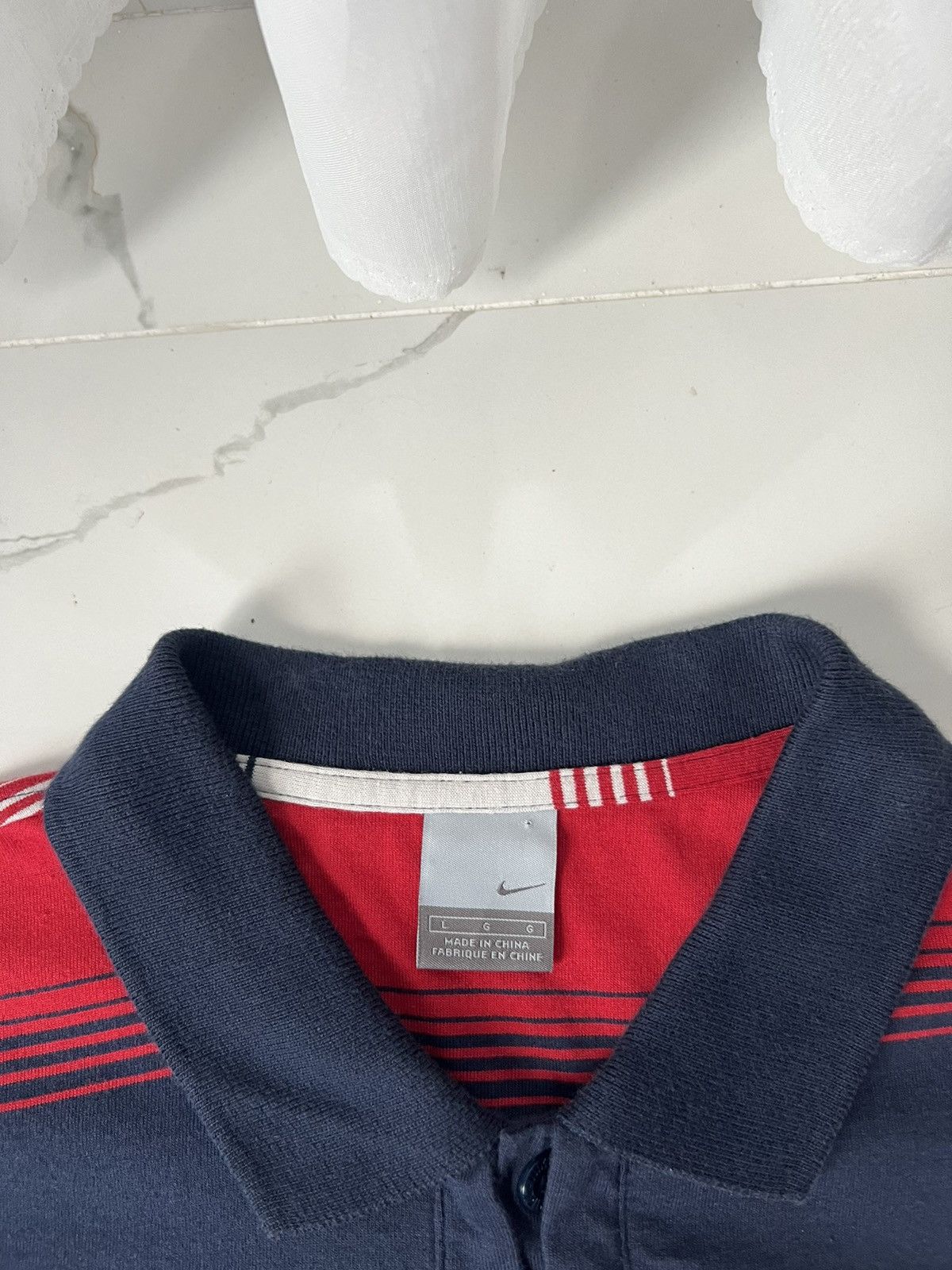 Nike × Vintage 90’s NIKE SWOOSH LOGO RARE RETRO STRIPED POLO Y2K Size US L / EU 52-54 / 3 - 5 Thumbnail