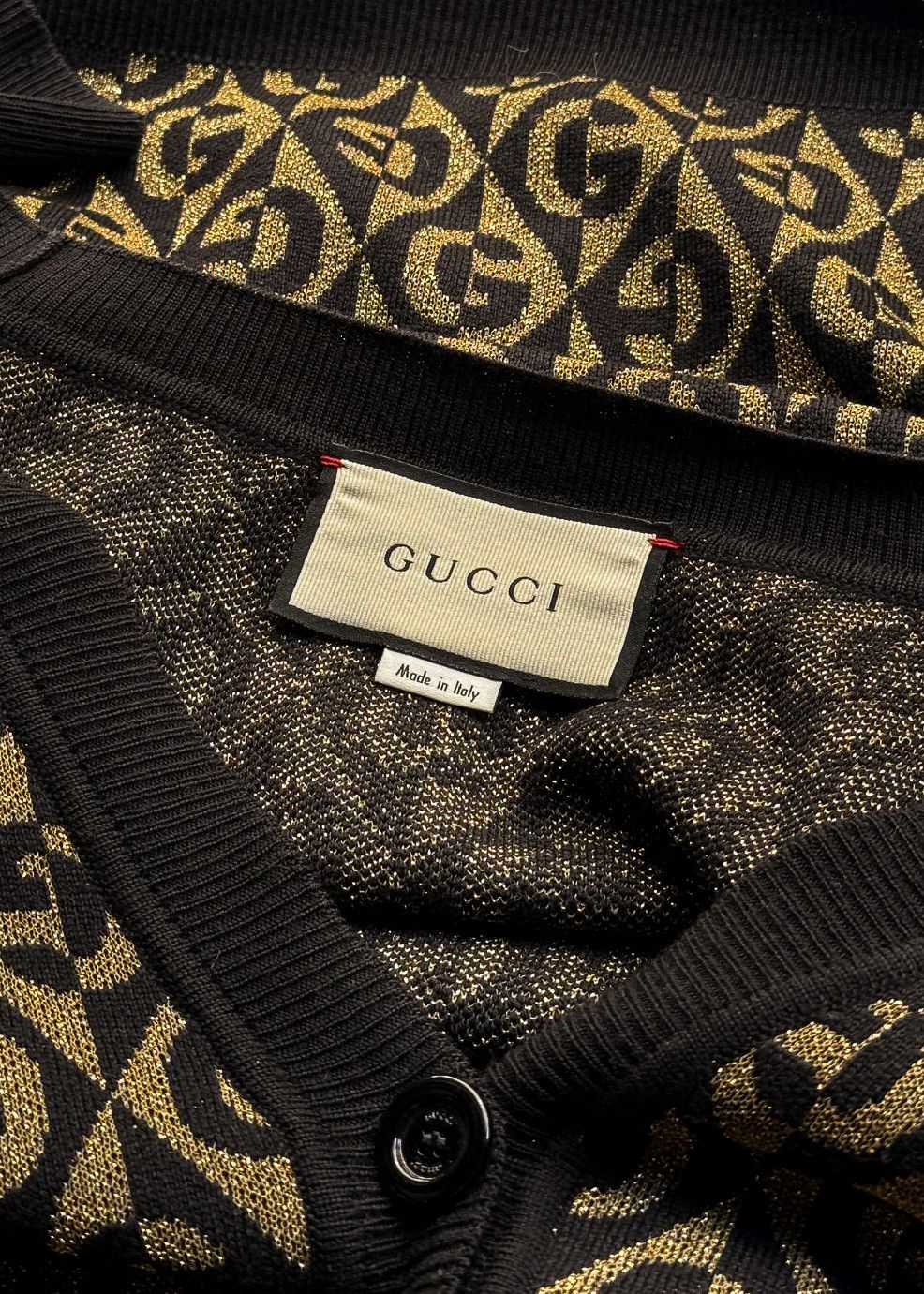 Gucci Gucci Black Gold G Rhombus Lamé Jacquard Cardigan Sweater Size M / US 6-8 / IT 42-44 - 5 Thumbnail