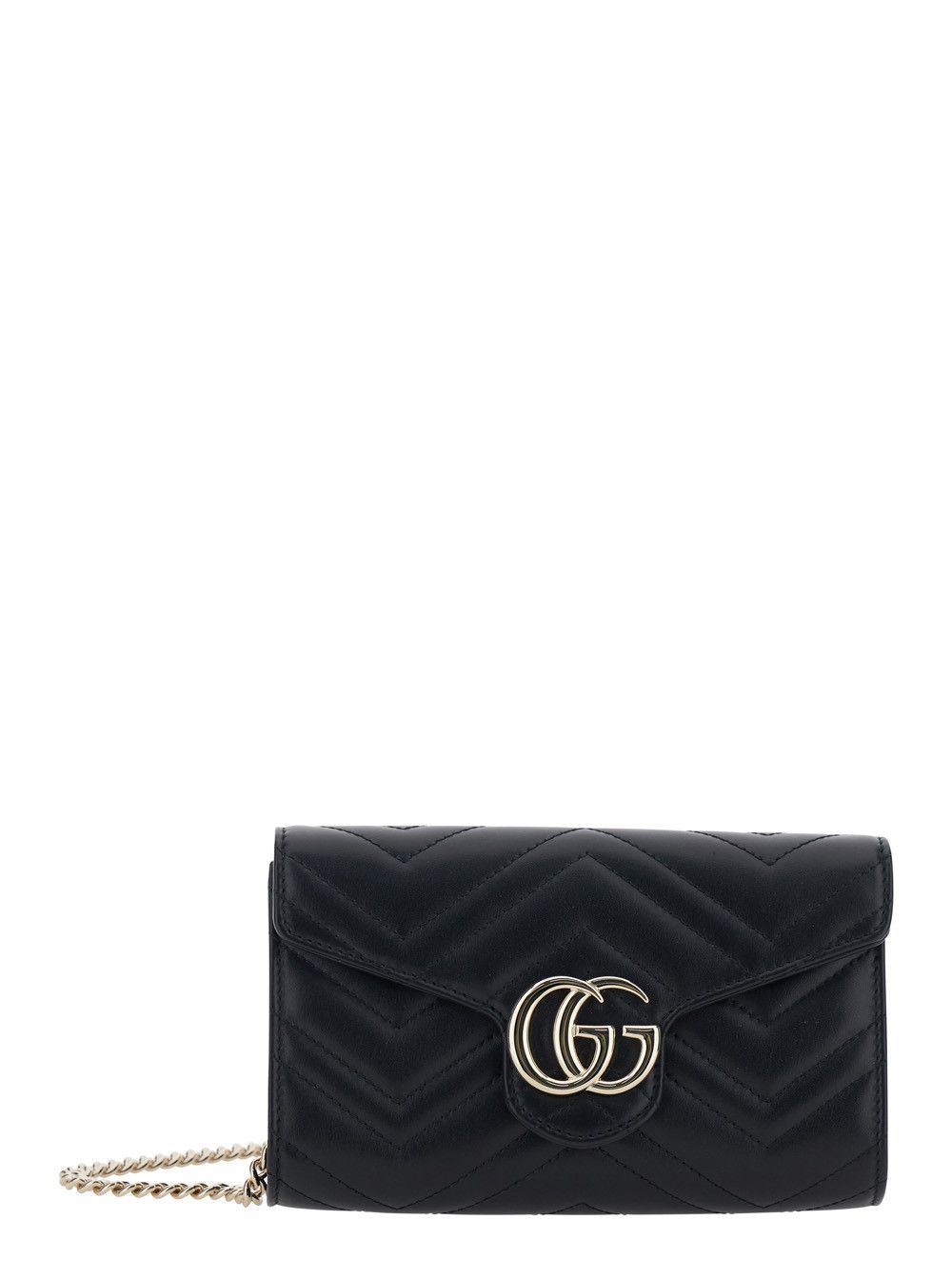Gucci 'GG Marmont' Black Mini Bag with GG Plate on the Front and Chain Strap in Leather for Women Size ONE SIZE - 1 Thumbnail