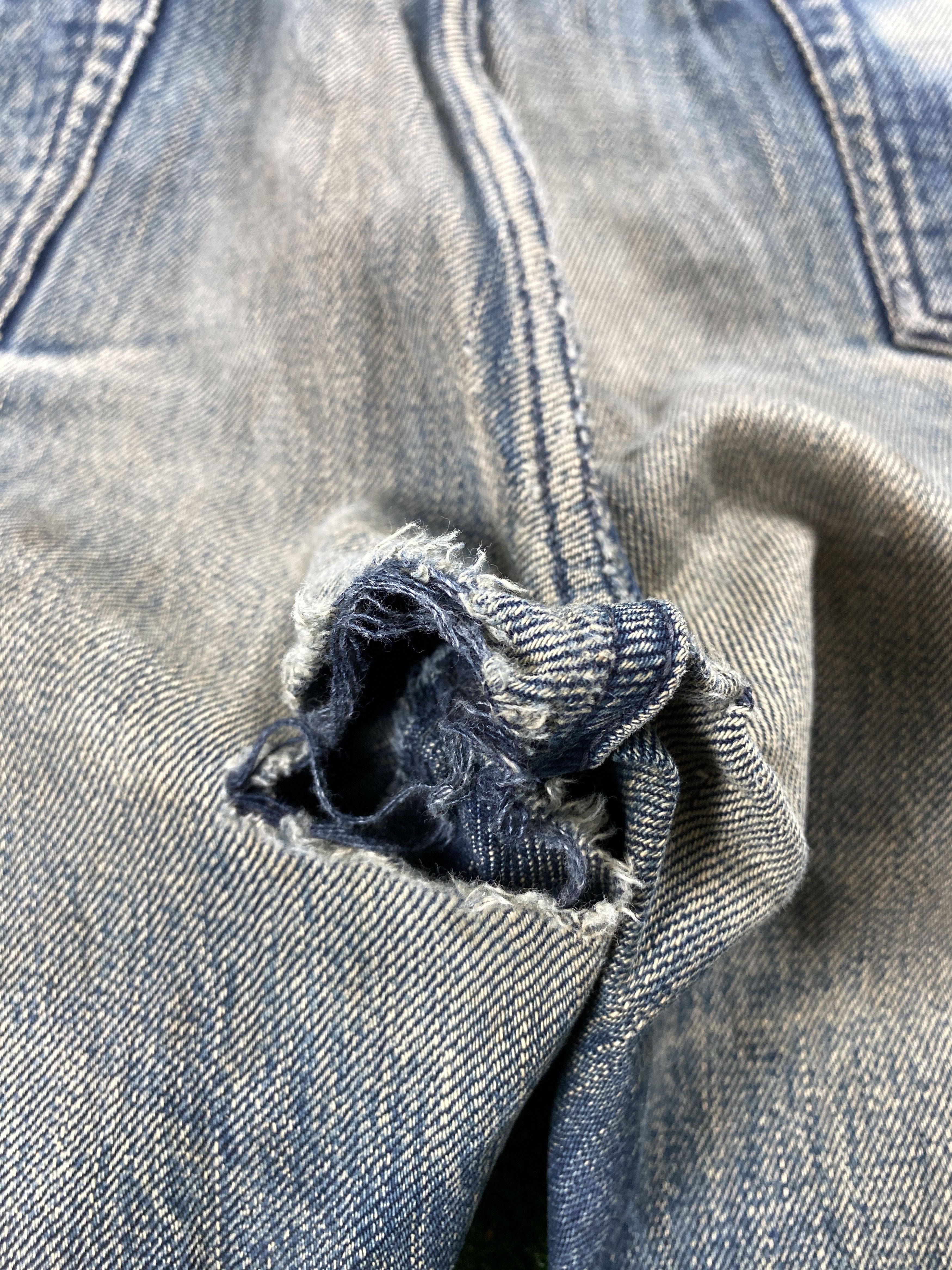 Vintage 💢 Selvedge Vintage R Faded Blue Jeans CP0079 Size US 33 - 8 Thumbnail
