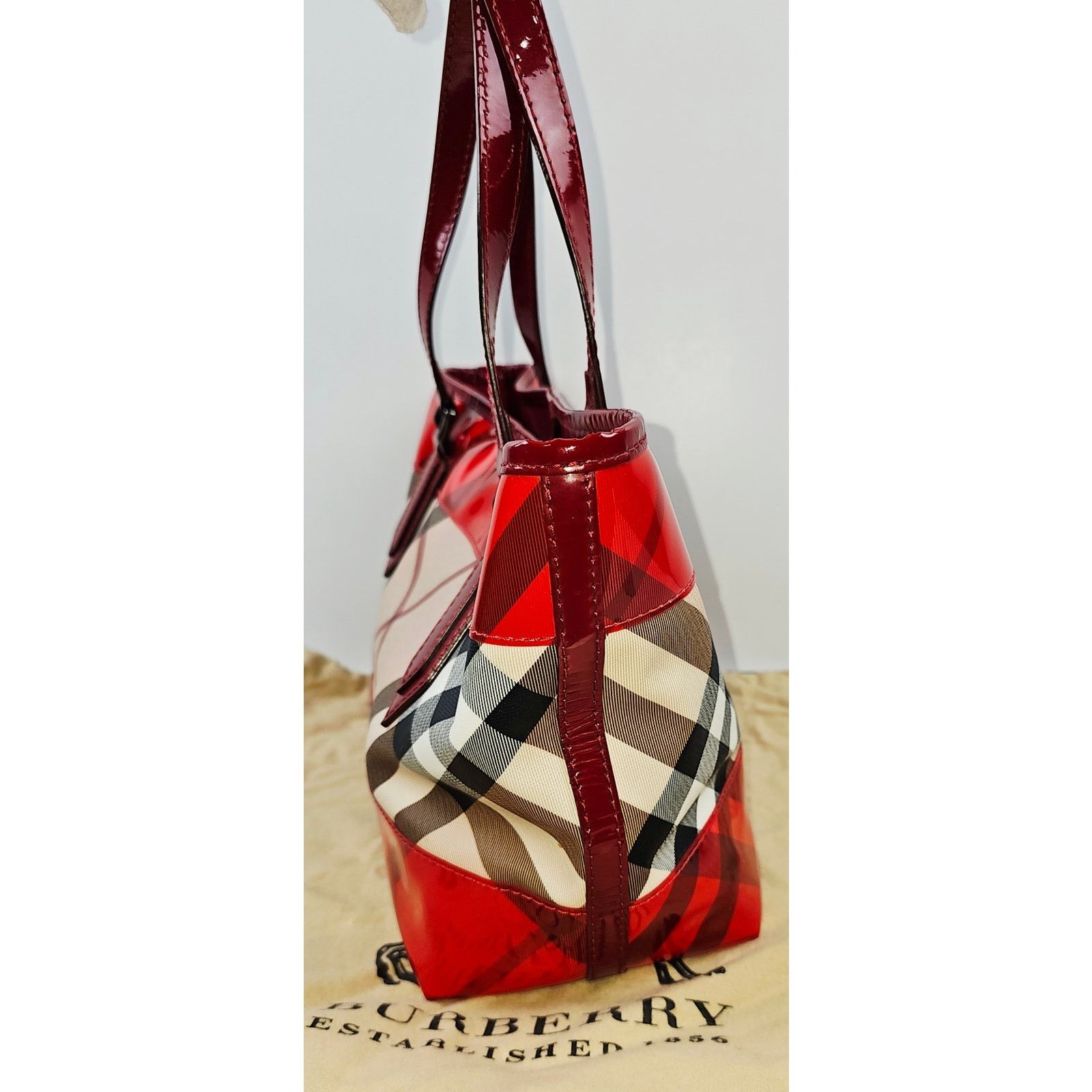 Burberry Burberry Red Nova Check Coated Canvas/Vinyl Tote Size ONE SIZE - 5 Thumbnail