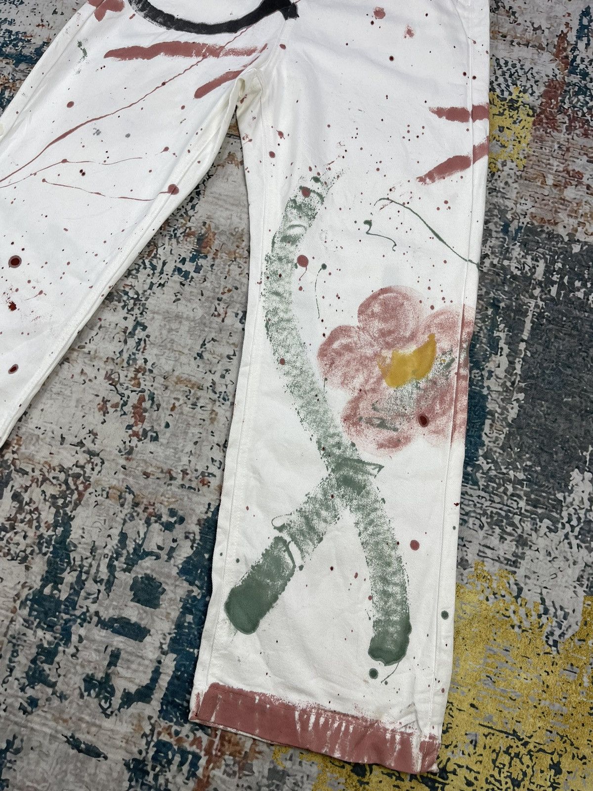 Japanese Brand Art Deco Wego Paint Splatter Bib Denim Overalls Size US 34 / EU 50 - 3 Thumbnail