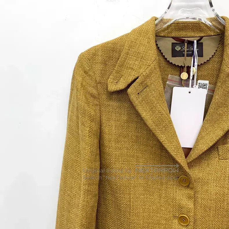 Loro Piana Loro Piana Yellow Linen Notched Collar Single-Breasted Lon Size XS / US 0-2 / IT 36-38 - 3 Thumbnail