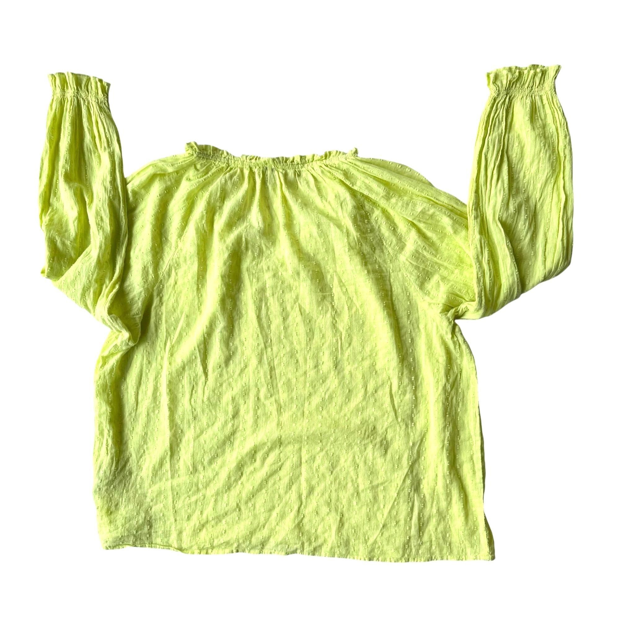 Designer J Crew Blouse XL Yellow Swiss Dot V Neck Long Dolman Style S Size XL / US 12-14 / IT 48-50 - 10 Thumbnail