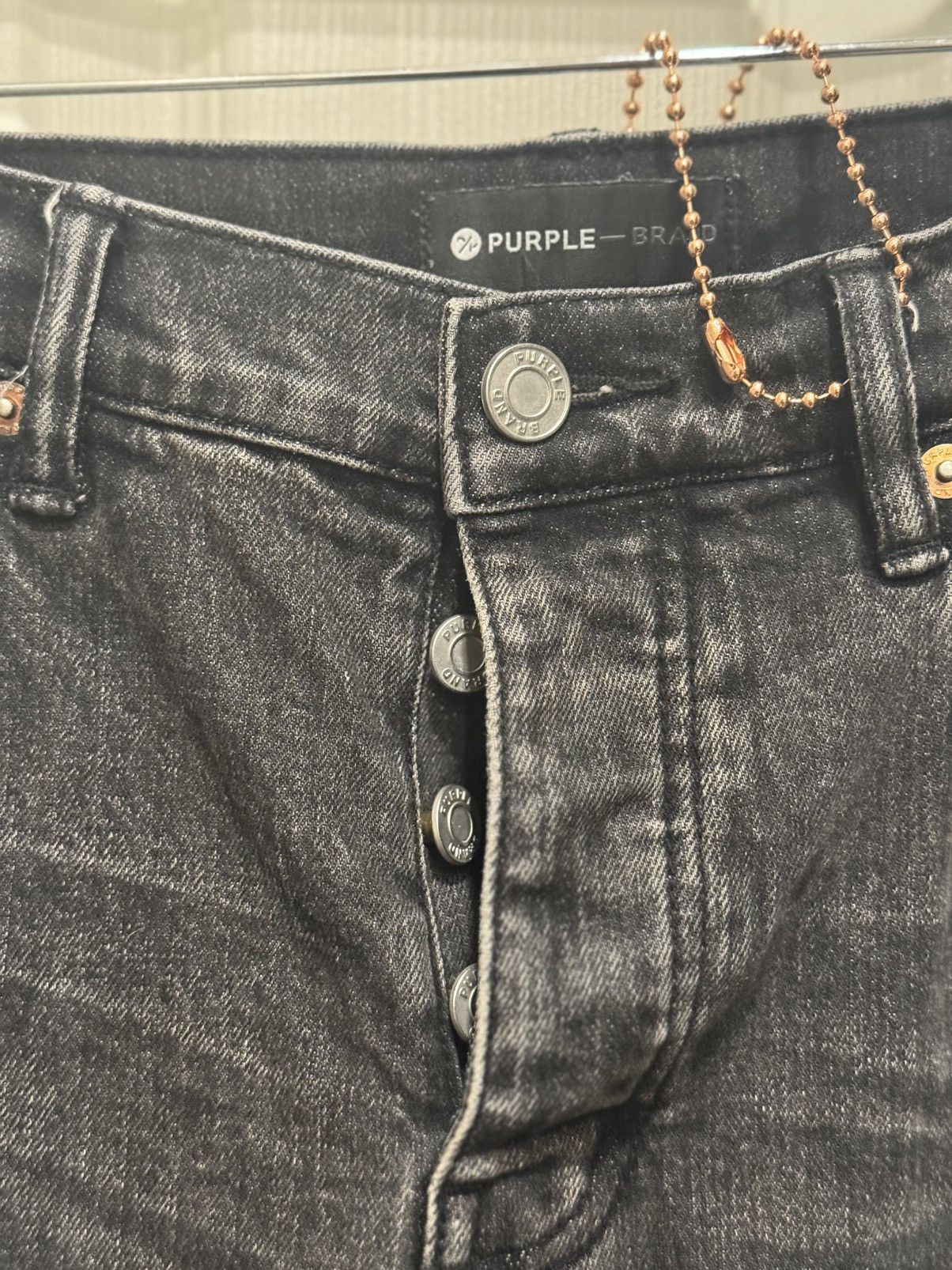 Purple Brand Purple Jeans - Black Heavy Repair Plaid Patch 31 Size US 31 - 4 Thumbnail