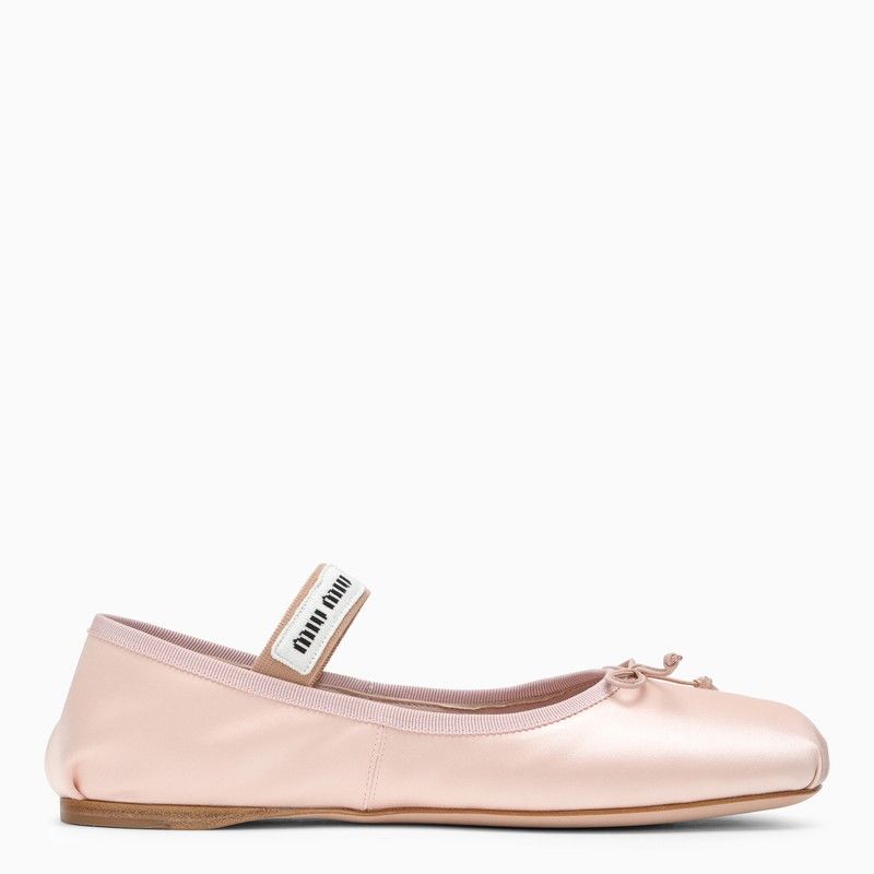 image of Miu Miu Orchid Silk Satin Ballerina Shoes in Pink, Women's (Size 10)