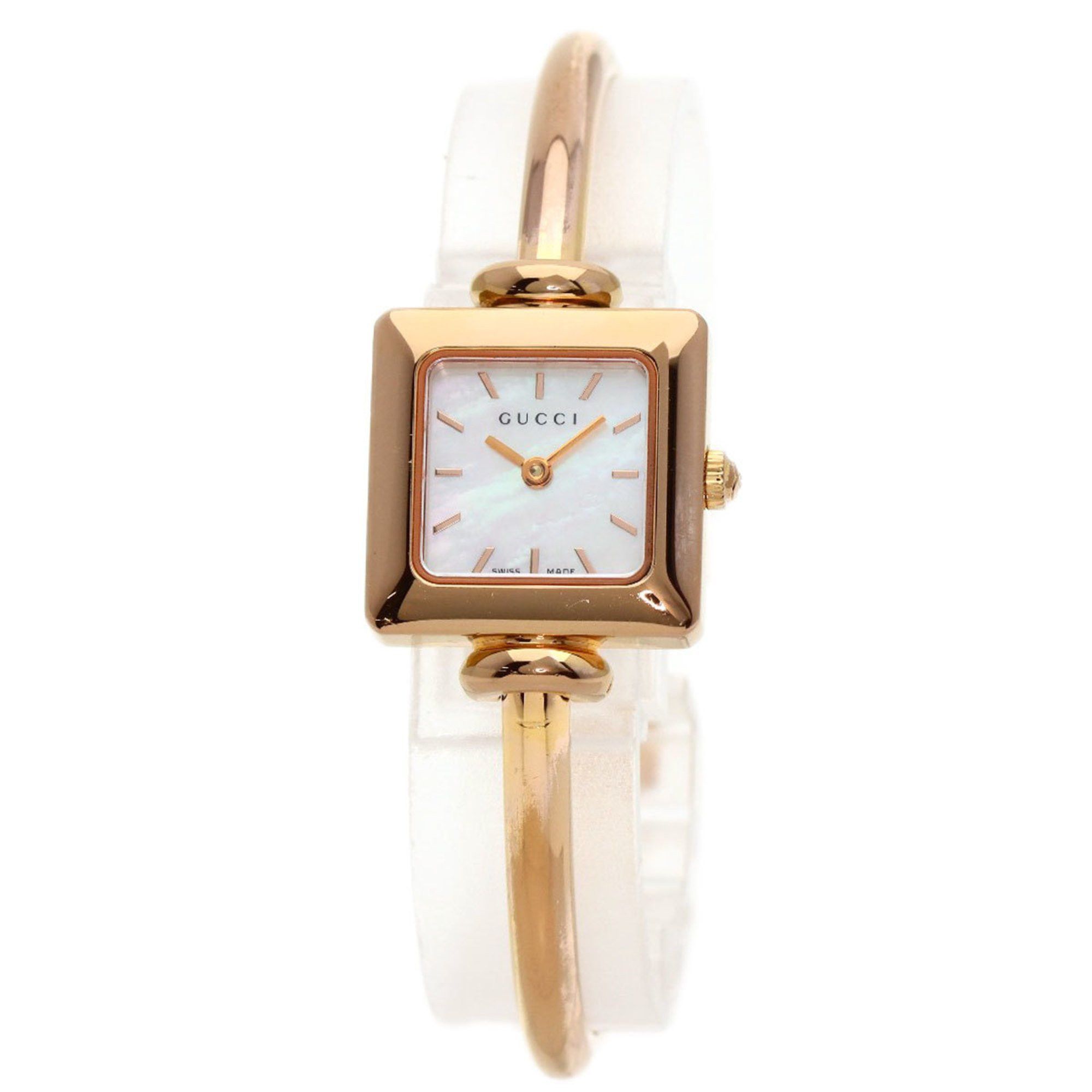 image of Gucci 1900L Square Face Bangle Shell Watch Pgp/pgp Ladies Gucci in White Shell, Women's