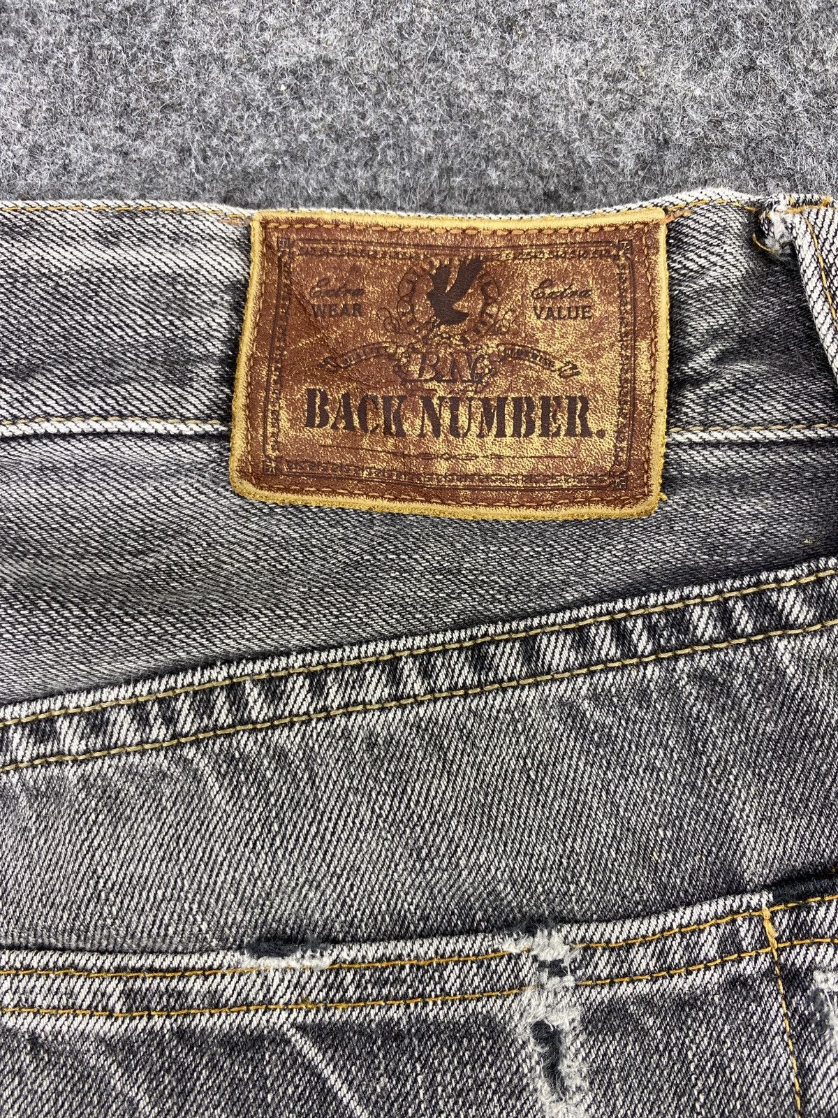 Japanese Brand × Jean Japanese Brand Back Number Faded Black Wash Jeans -J1133 Size US 33 - 11 Thumbnail