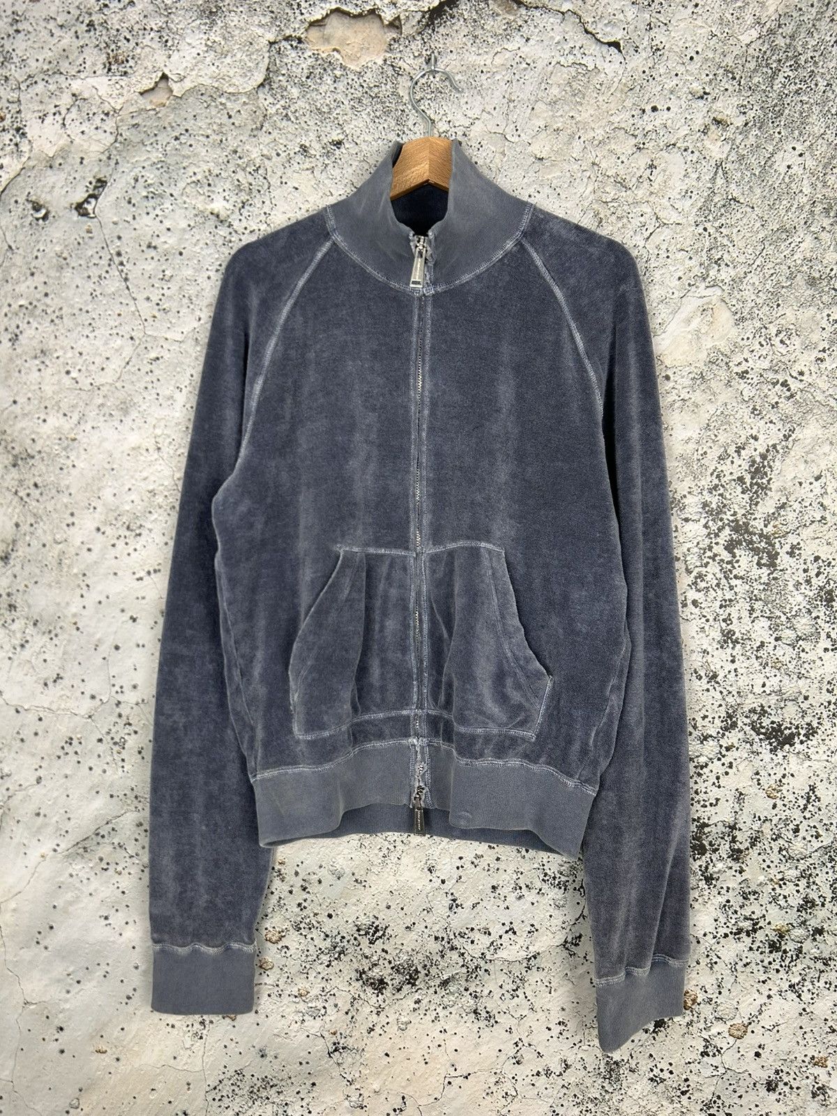 Designer Vintage Dsquared2 Velvet Y2K Zip Sweatshirt Designer Rare Size US L / EU 52-54 / 3 - 1 Thumbnail