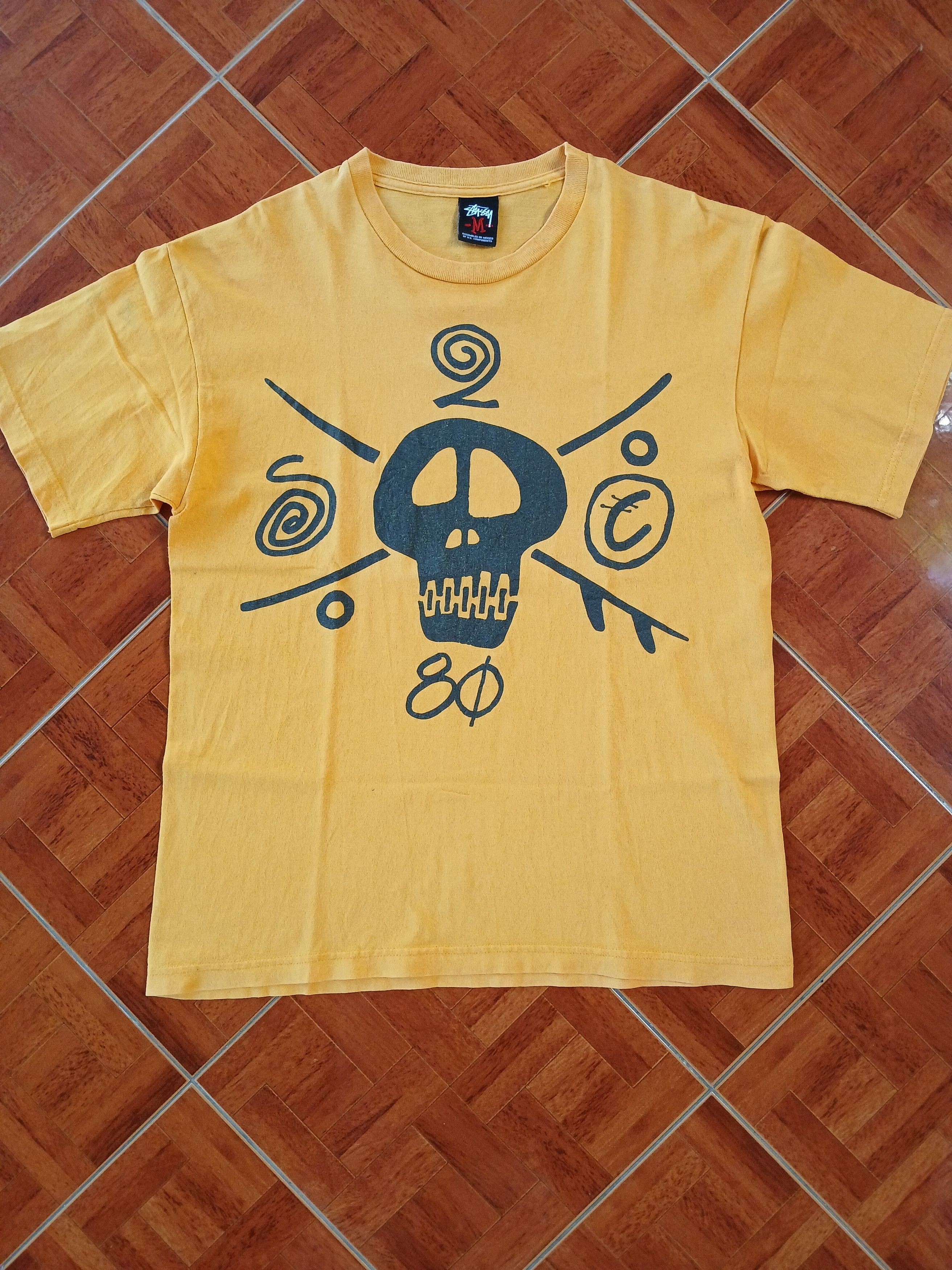 Stussy × Vintage Stussy Skull Sneaker Lace World Tour Yellow Tshirt Size US M / EU 48-50 / 2 - 1 Thumbnail