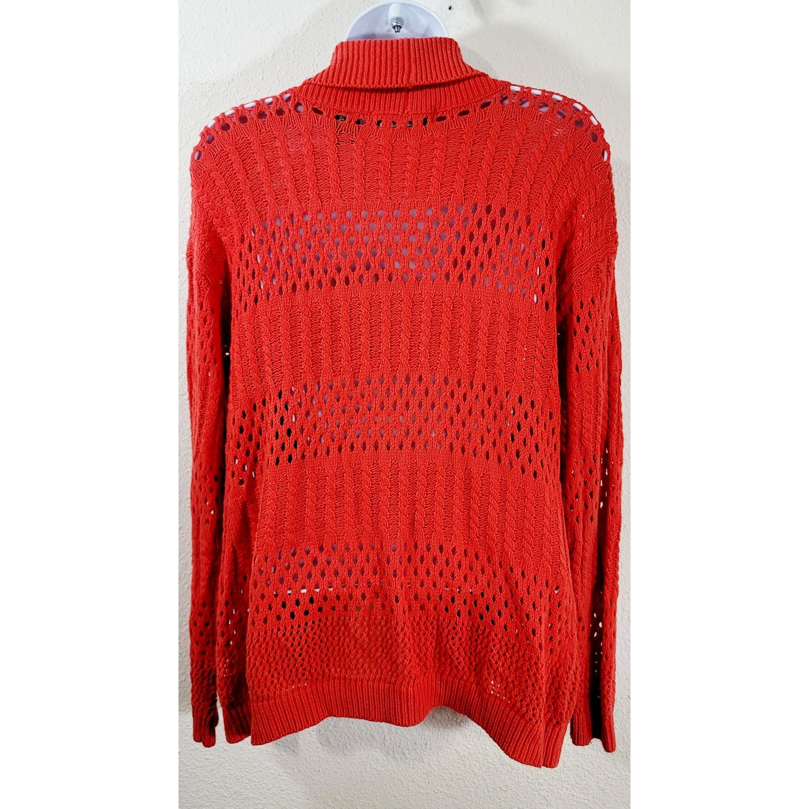 Other Verve Red Orange Open Front Open Knit Cardigan Sweater Small Size S / US 4 / IT 40 - 2 Thumbnail