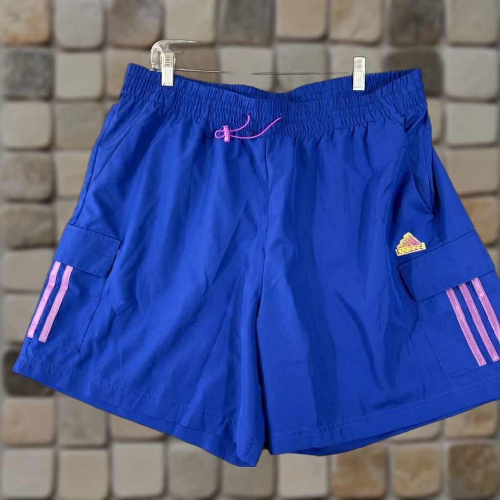 Adidas Adidas Sun Cargo Shorts Mens 2XL Blue Multi Sports Performance Drawstring NWT Size US 39 - 1 Thumbnail