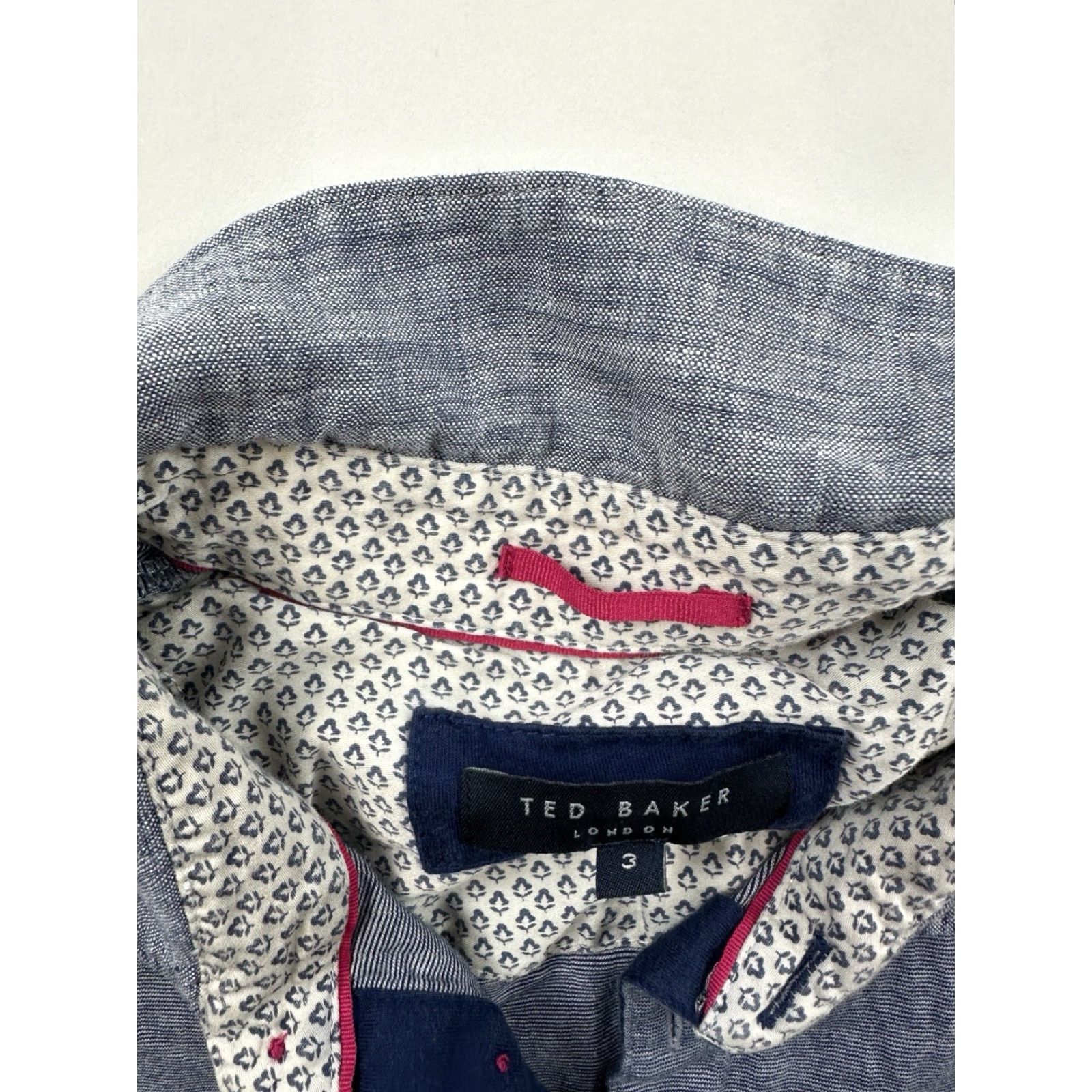 Ted Baker Ted Baker Shirt Mens 3 Blue Mini Striped Polo London Short Sleeve Slim Fit Size US S / EU 44-46 / 1 - 3 Thumbnail