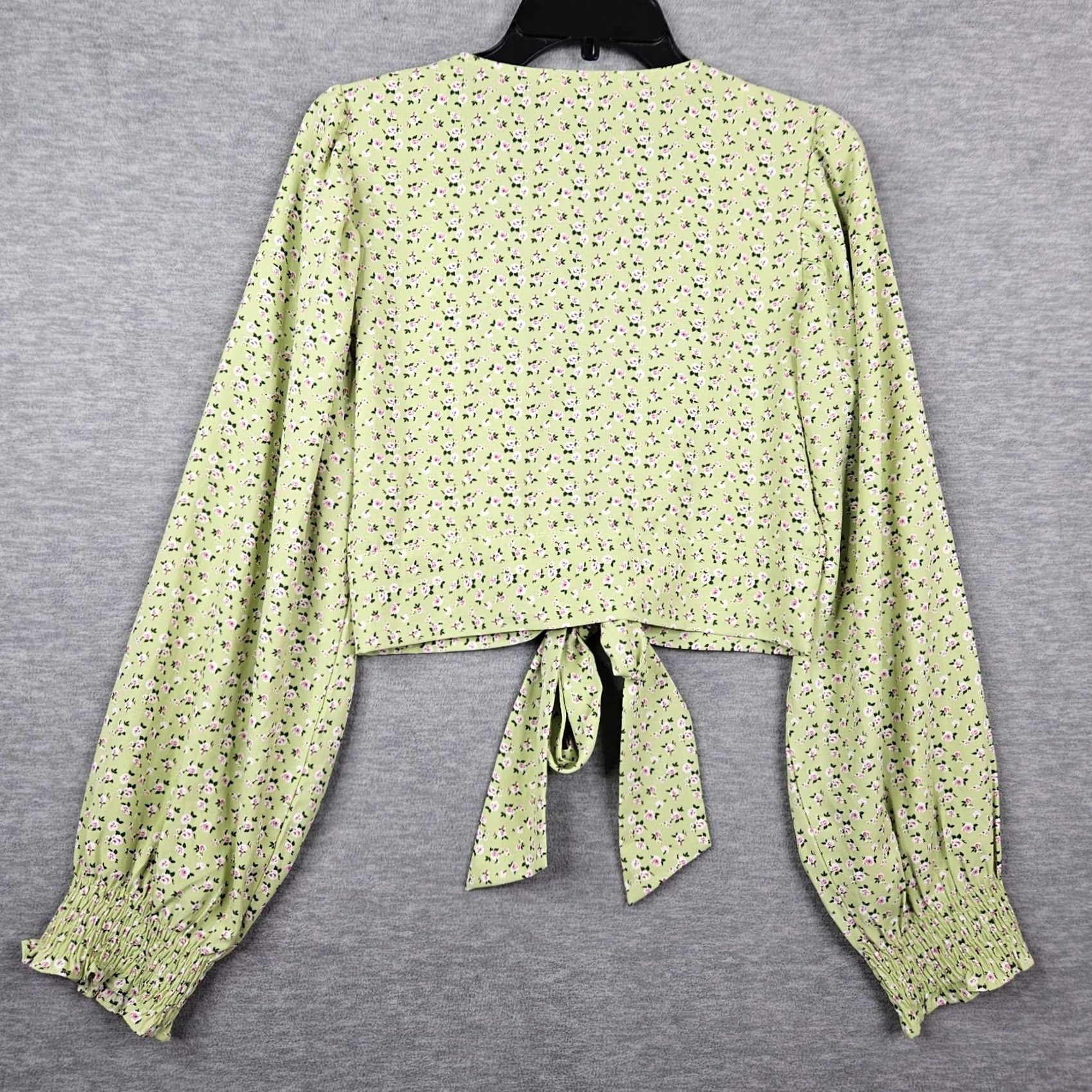 Vintage More To Come Marlene Tie Front Women's Green Floral Printed Shirt Sz L Shirt Adult Regular Green Floral Womens L Ladies Blouse Tie Front Size L / US 10 / IT 46 - 2 Thumbnail