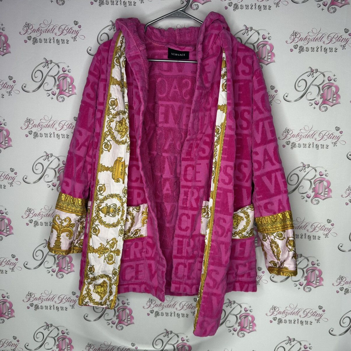 Versace Versace pink robe short with belt terry cloth towel Size S / US 4 / IT 40 - 2 Thumbnail