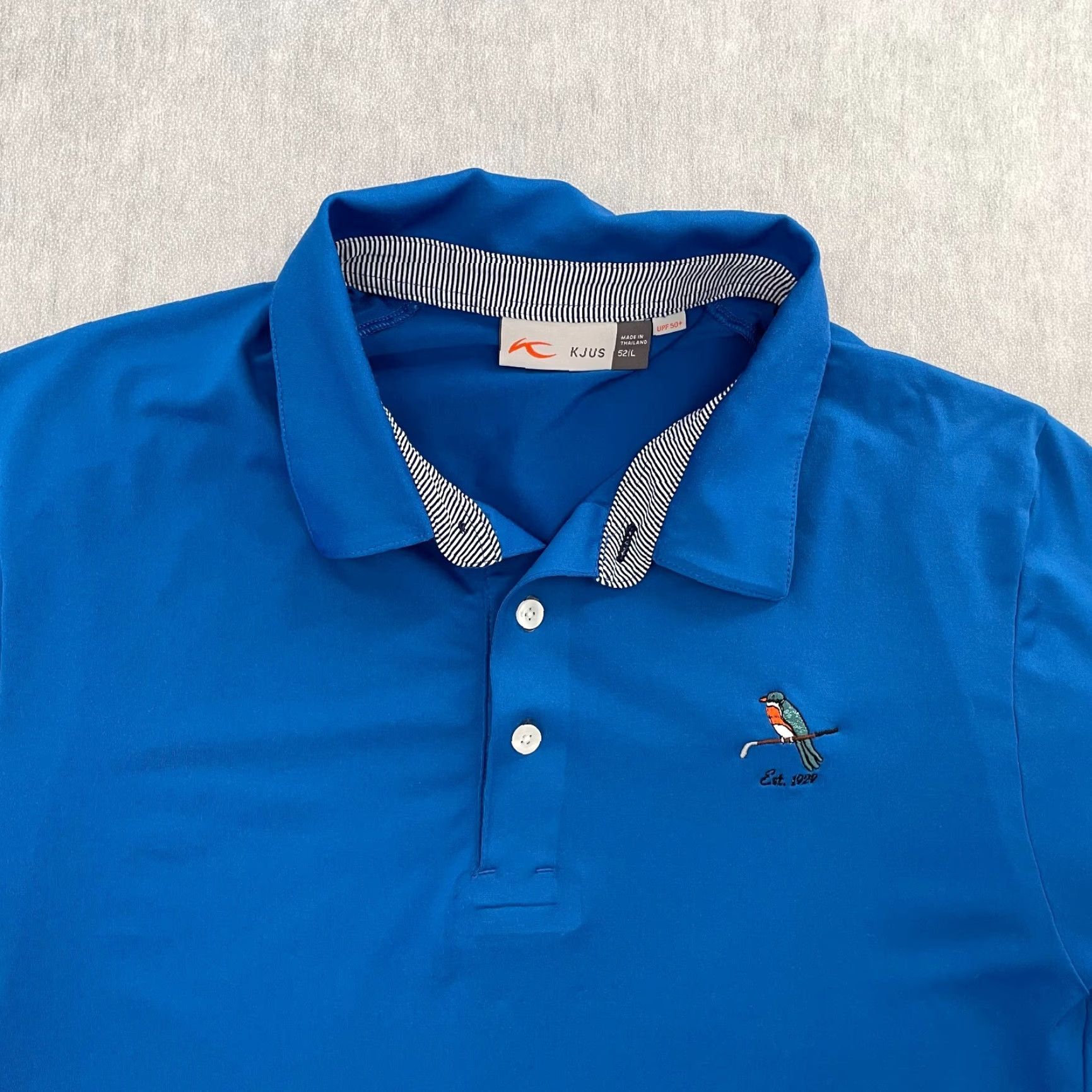 KJUS KJUS Polo Shirt The Patterson Country Club Golf Men Soren Solid Blue Adult Large Polo Shirt Size US L / EU 52-54 / 3 - 3 Thumbnail