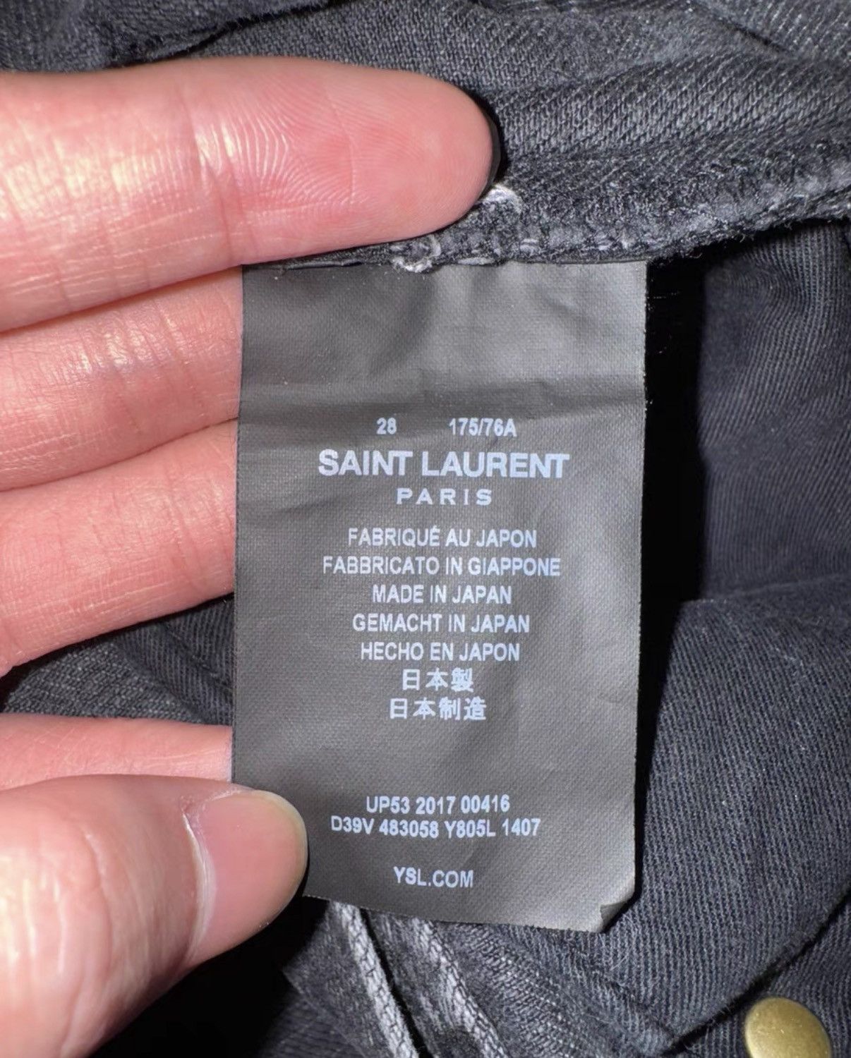 Saint Laurent Paris Saint Laurent 17FW"Cat Paw"Black/Gray Frayed Hem Denim Jeans Size US 28 / EU 44 - 6 Thumbnail