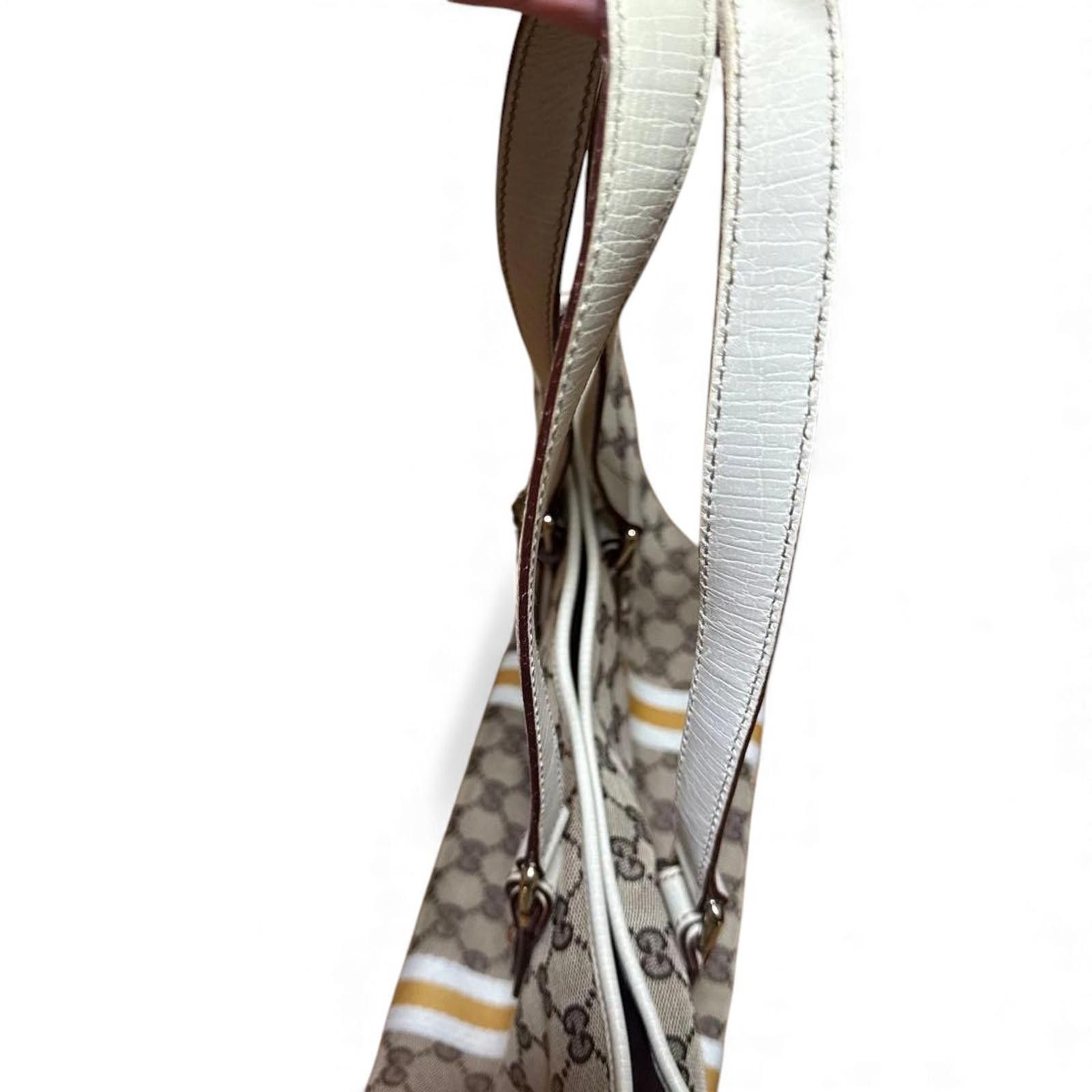 Gucci Gucci - Canvas Tote Bag Yellow White Stripes Size ONE SIZE - 7 Thumbnail