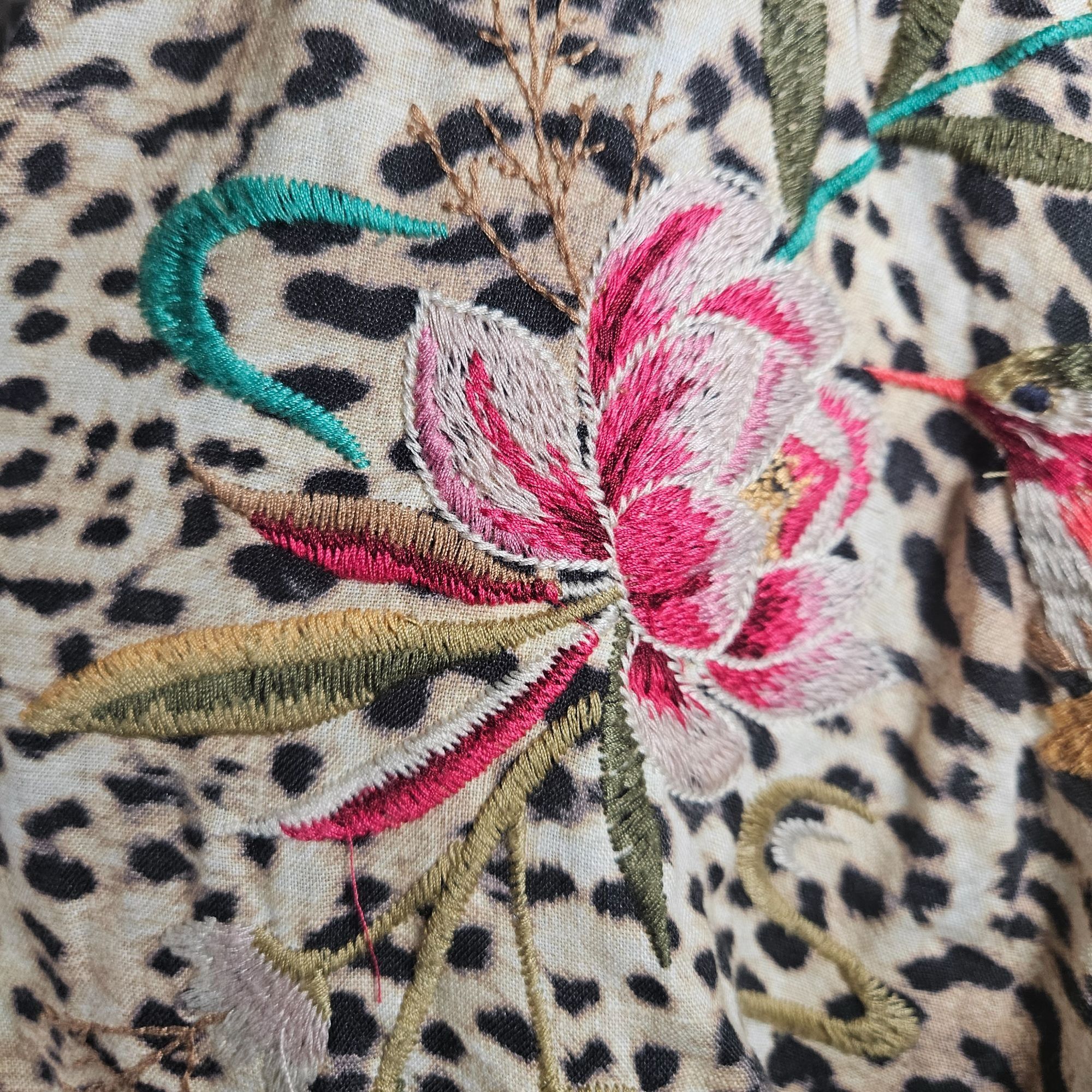 Johnny Was Johnny Was Linen Woman Leopard Floral Mini Dress 1X Boho Lux Size XL / US 12-14 / IT 48-50 - 5 Thumbnail