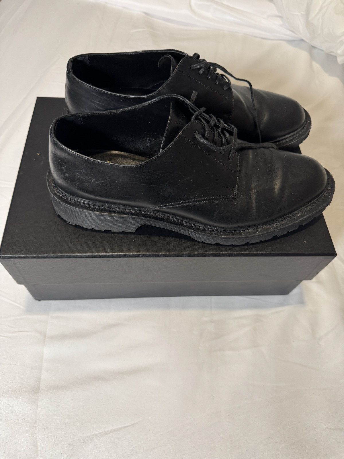 Saint Laurent Paris Saint Laurent Vaughn Oxford In Nero Black Leather Shoes, Men's (Size 12)